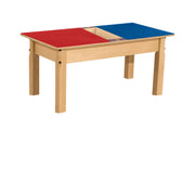 Rectangle Time-2-Play Table with a trough, along with 14" legs and a LEGO® Compatible Grid of RED/BLUE Color