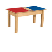 Rectangle Time-2-Play Table with a trough, along with 16" legs and a LEGO® Compatible Grid of RED/BLUE Color