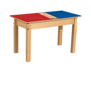 Rectangle Time-2-Play Table with a trough, along with 18" legs and a LEGO® Compatible Grid of RED/BLUE Color