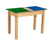 Rectangle Time-2-Play Table with a trough, along with 20" legs and a LEGO® Compatible Grid of BLUE/GREEN Color
