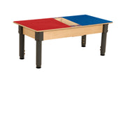 Rectangle Time-2-Play Table with a trough, along with adjustable 12"-17" legs and a DUPLO® Compatible Grid of RED/BLUE Color