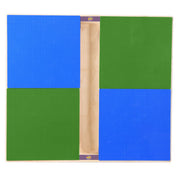 Square Time-2-Play Table with a trough, along with adjustable 12"-17" legs with locking casters and a DUPLO® Compatible Grid of BLUE/GREEN Color
