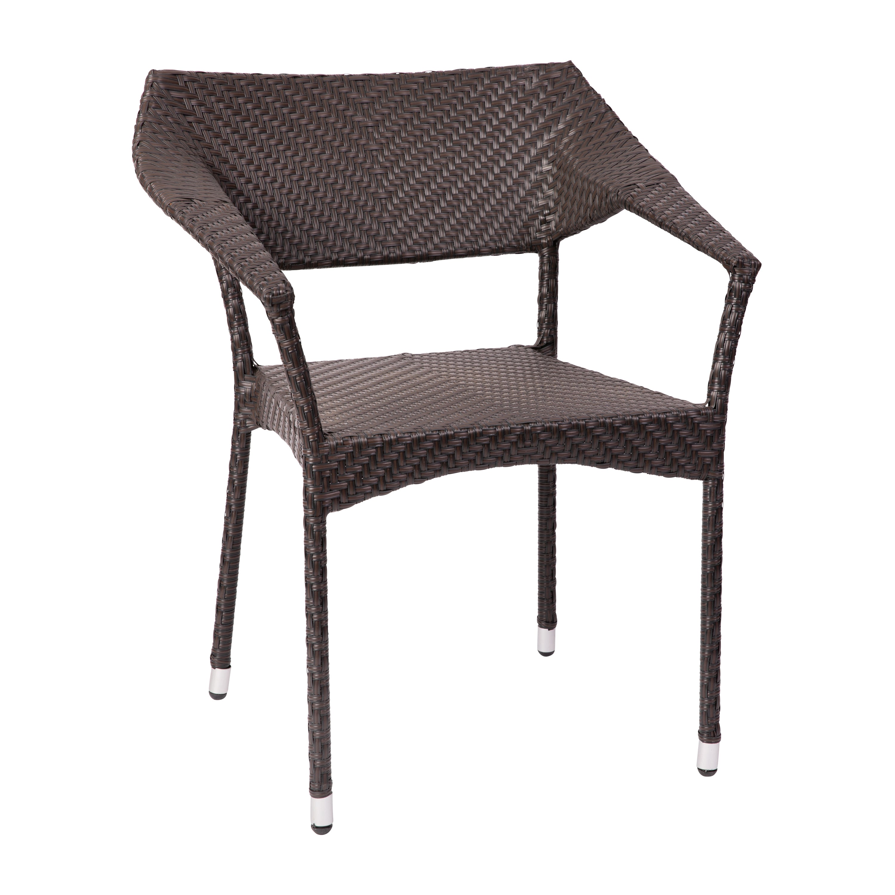 Jace Commercial Grade Stacking Patio Chair, All Weather PE Rattan Wicker Patio Dining Chair in Espresso