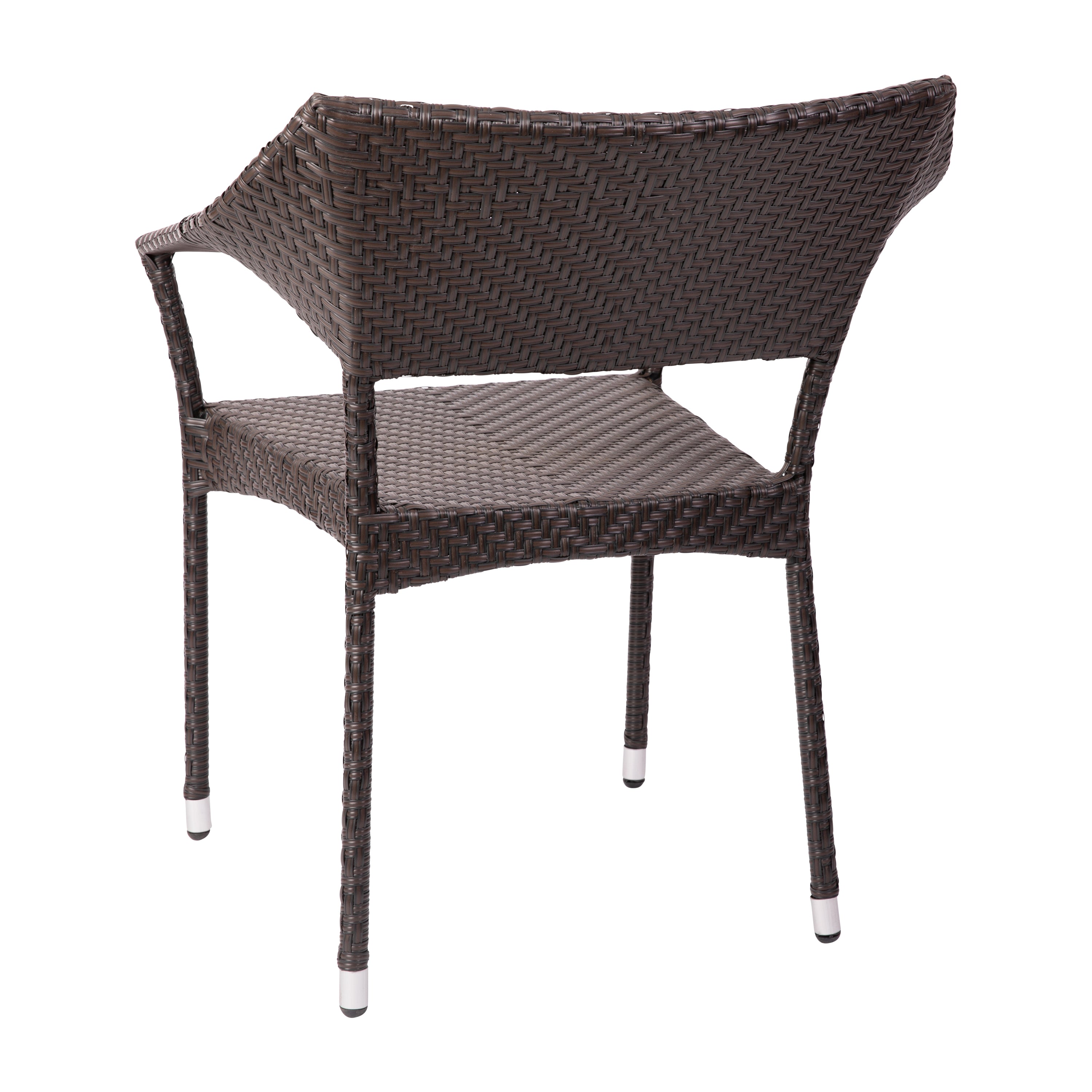 Jace Commercial Grade Stacking Patio Chair, All Weather PE Rattan Wicker Patio Dining Chair in Espresso