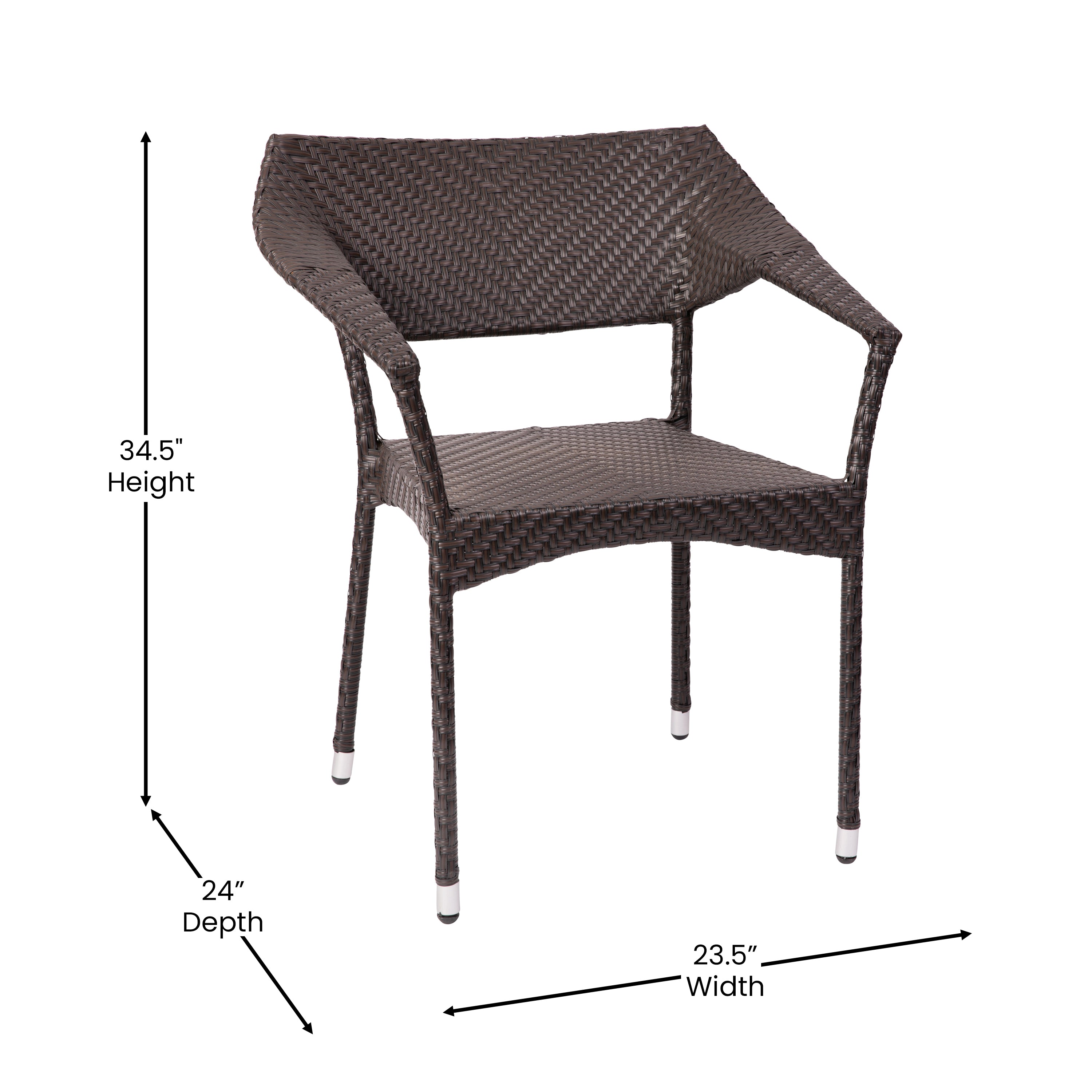 Jace Commercial Grade Stacking Patio Chair, All Weather PE Rattan Wicker Patio Dining Chair in Espresso