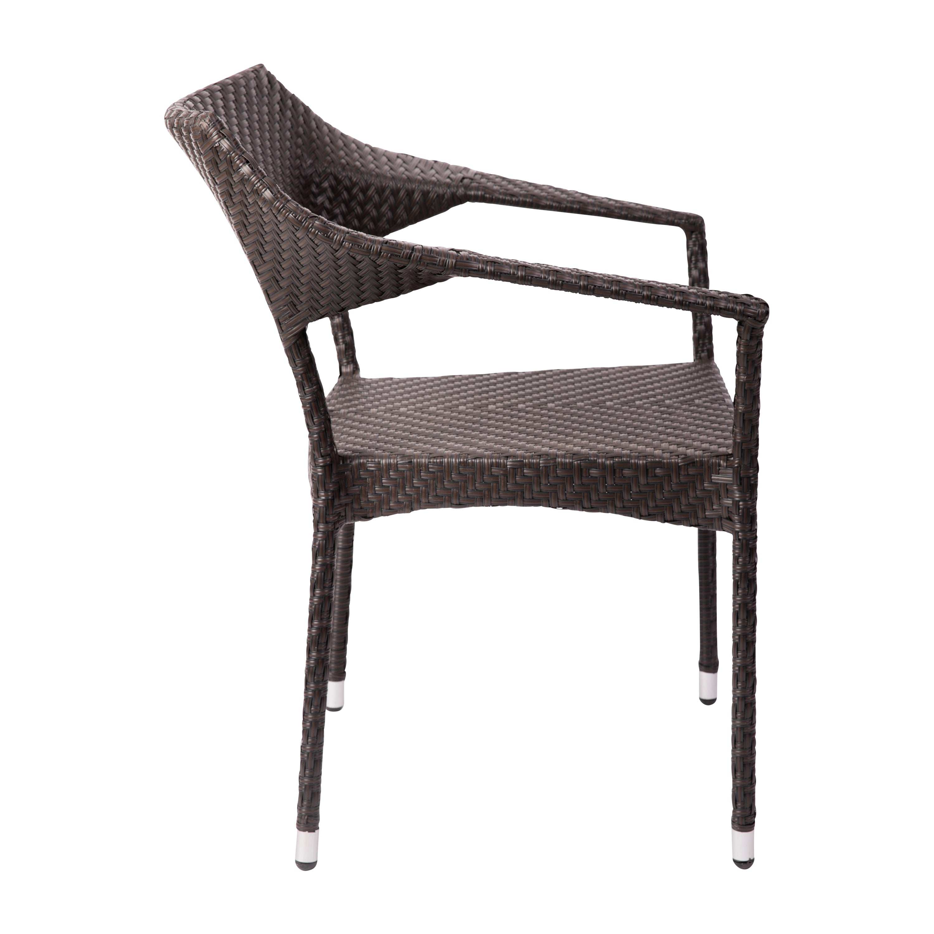 Jace Commercial Grade Stacking Patio Chair, All Weather PE Rattan Wicker Patio Dining Chair in Espresso