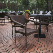 Jace Commercial Grade Stacking Patio Chair, All Weather PE Rattan Wicker Patio Dining Chair in Espresso