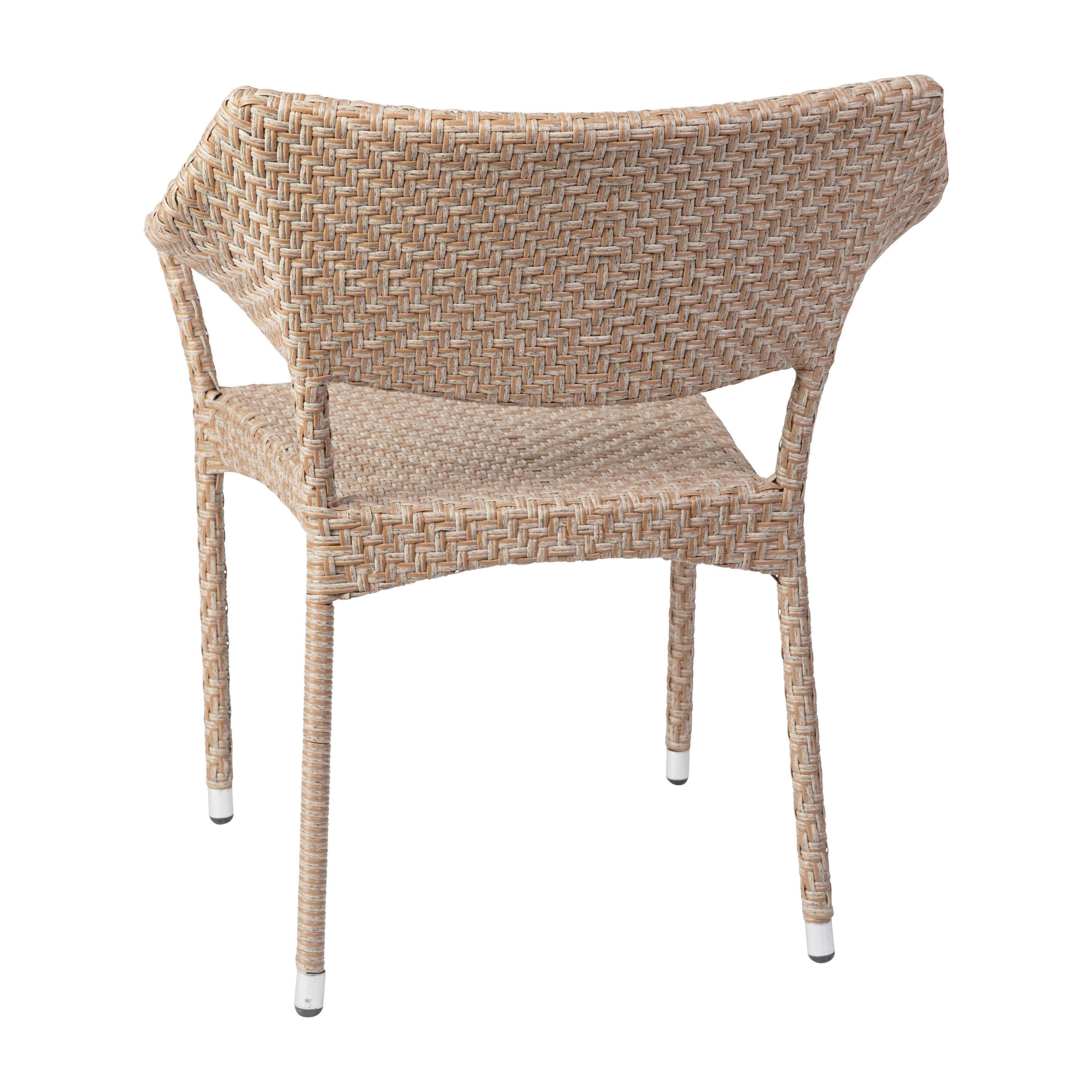 Jace Commercial Grade Stacking Patio Chair, All Weather PE Rattan Wicker Patio Dining Chair in Natural