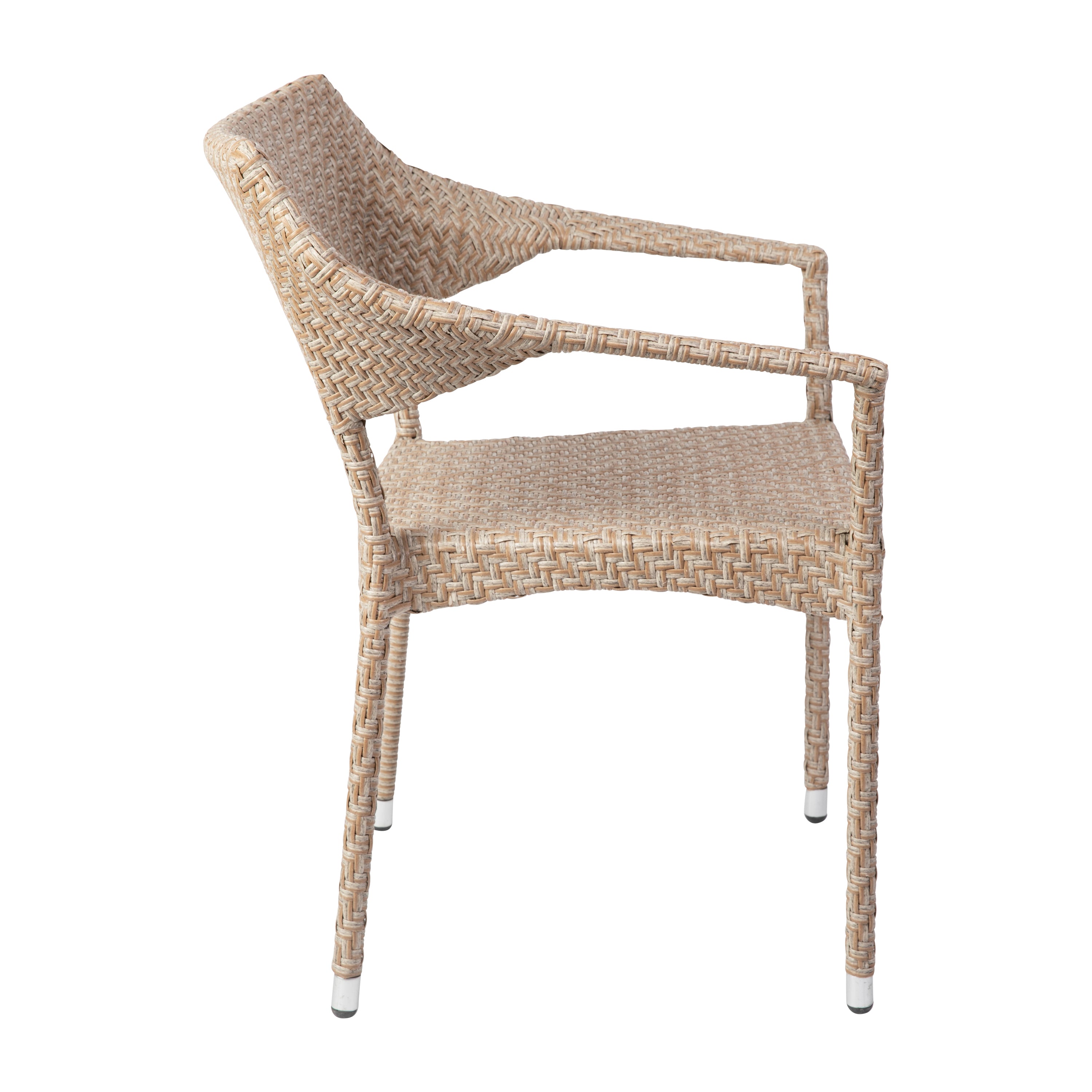 Jace Commercial Grade Stacking Patio Chair, All Weather PE Rattan Wicker Patio Dining Chair in Natural