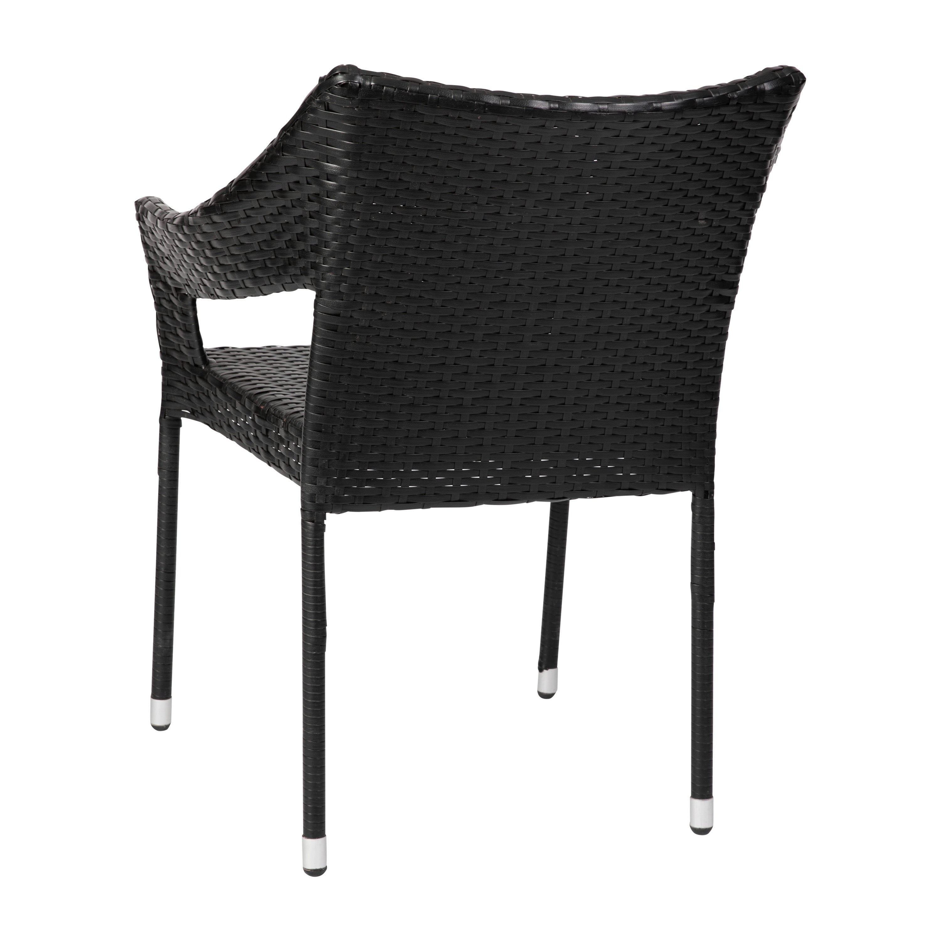 Ethan Commercial Grade Stacking Patio Chair, All Weather PE Rattan Wicker Patio Dining Chair in Black