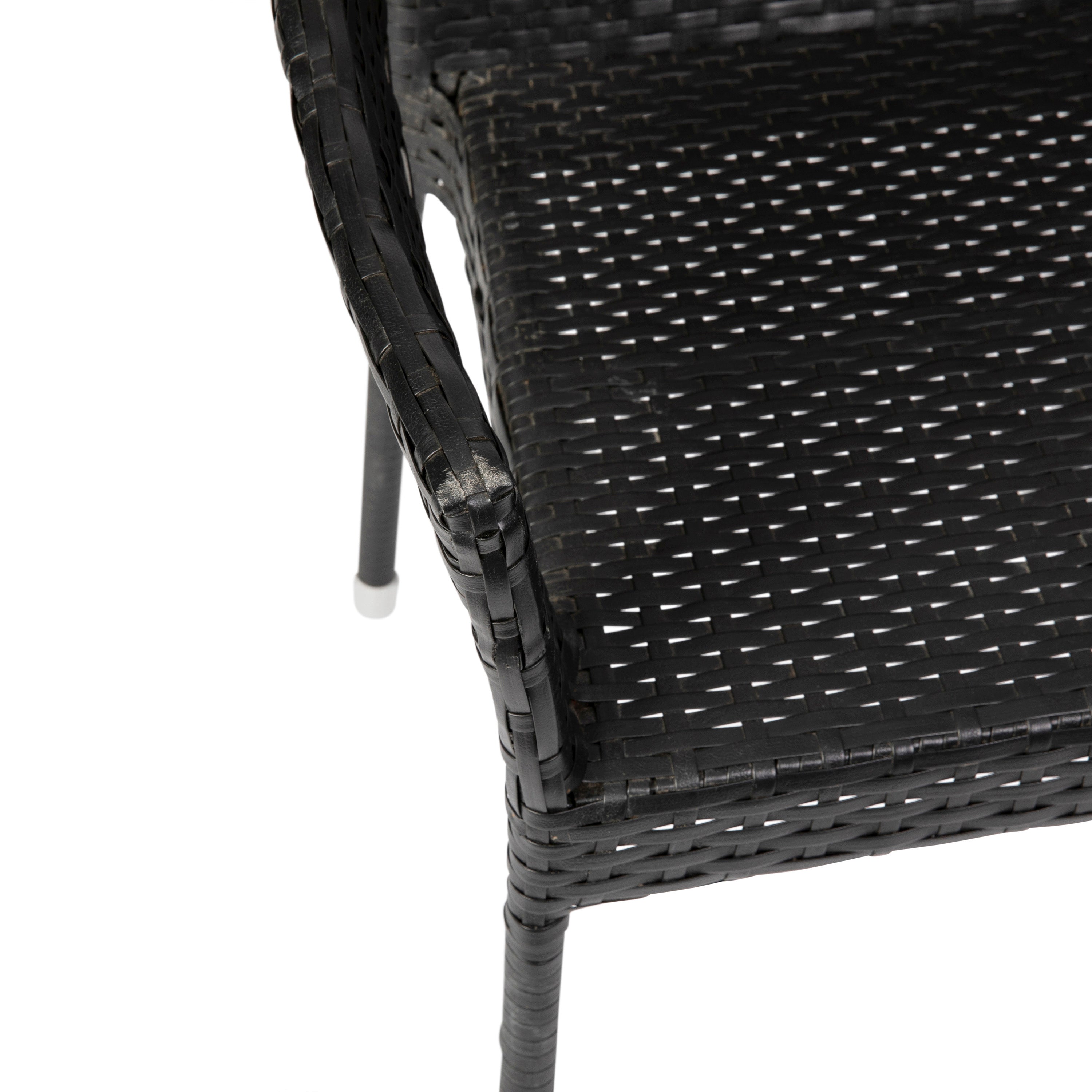 Ethan Commercial Grade Stacking Patio Chair, All Weather PE Rattan Wicker Patio Dining Chair in Black