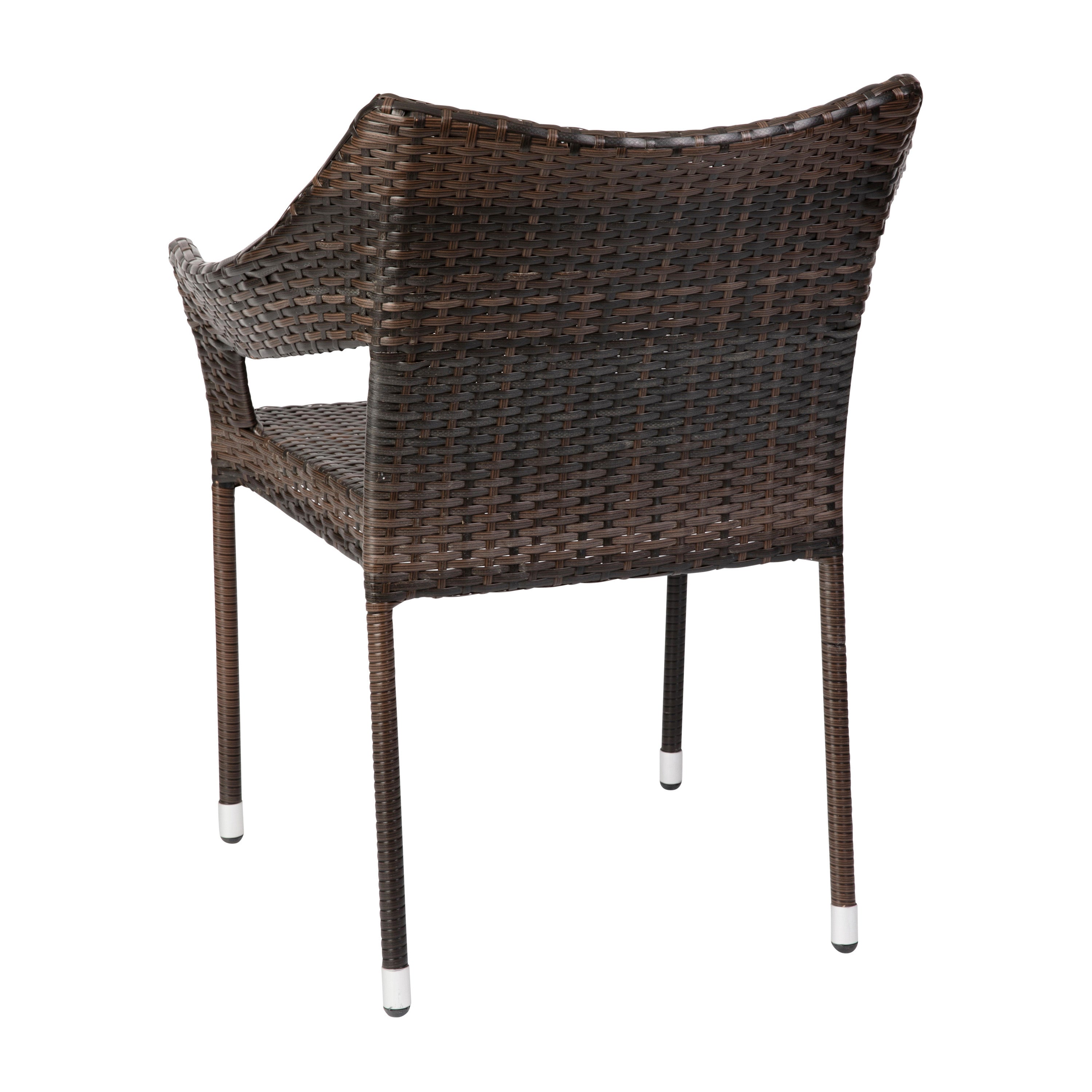 Ethan Commercial Grade Stacking Patio Chair, All Weather PE Rattan Wicker Patio Dining Chair in Espresso
