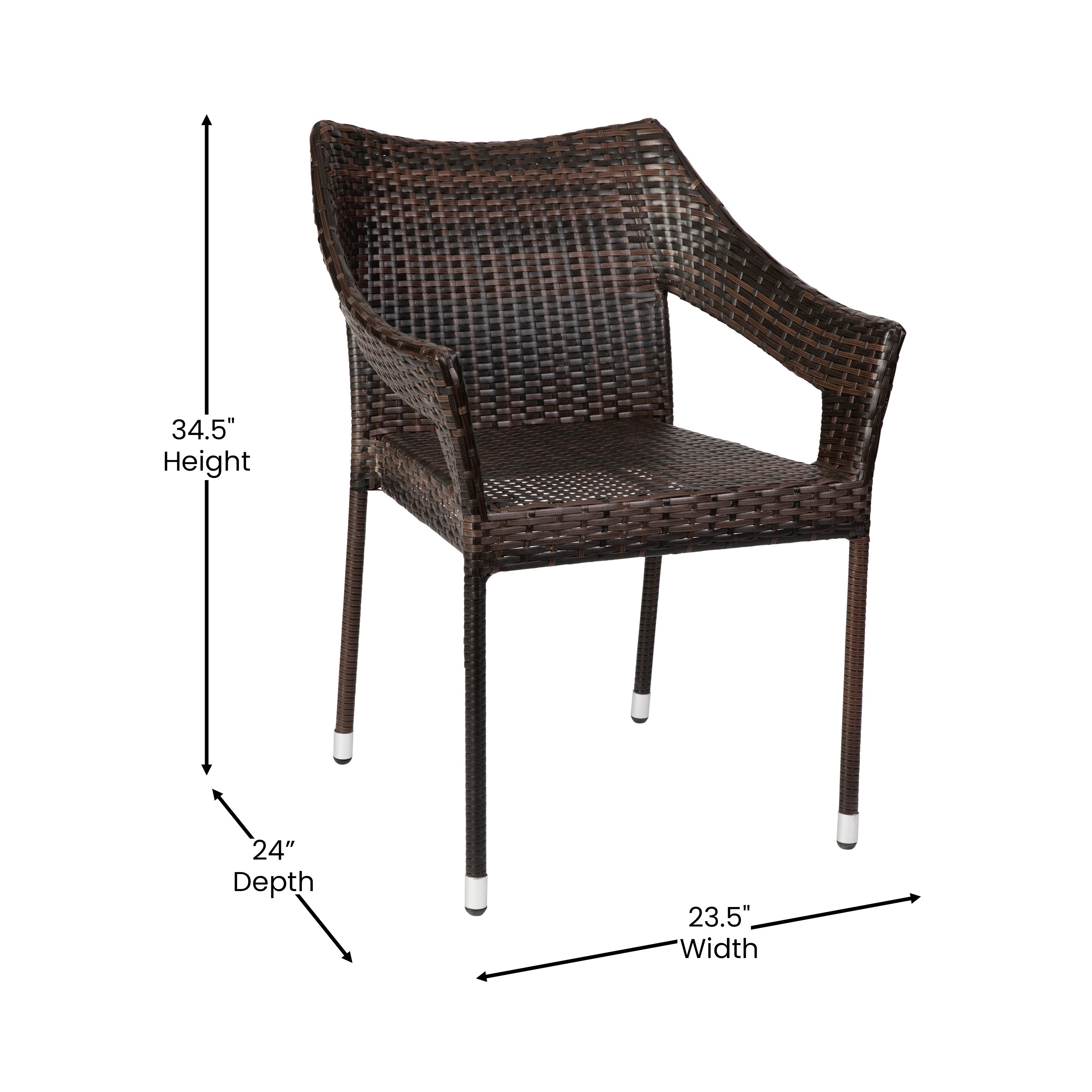 Ethan Commercial Grade Stacking Patio Chair, All Weather PE Rattan Wicker Patio Dining Chair in Espresso