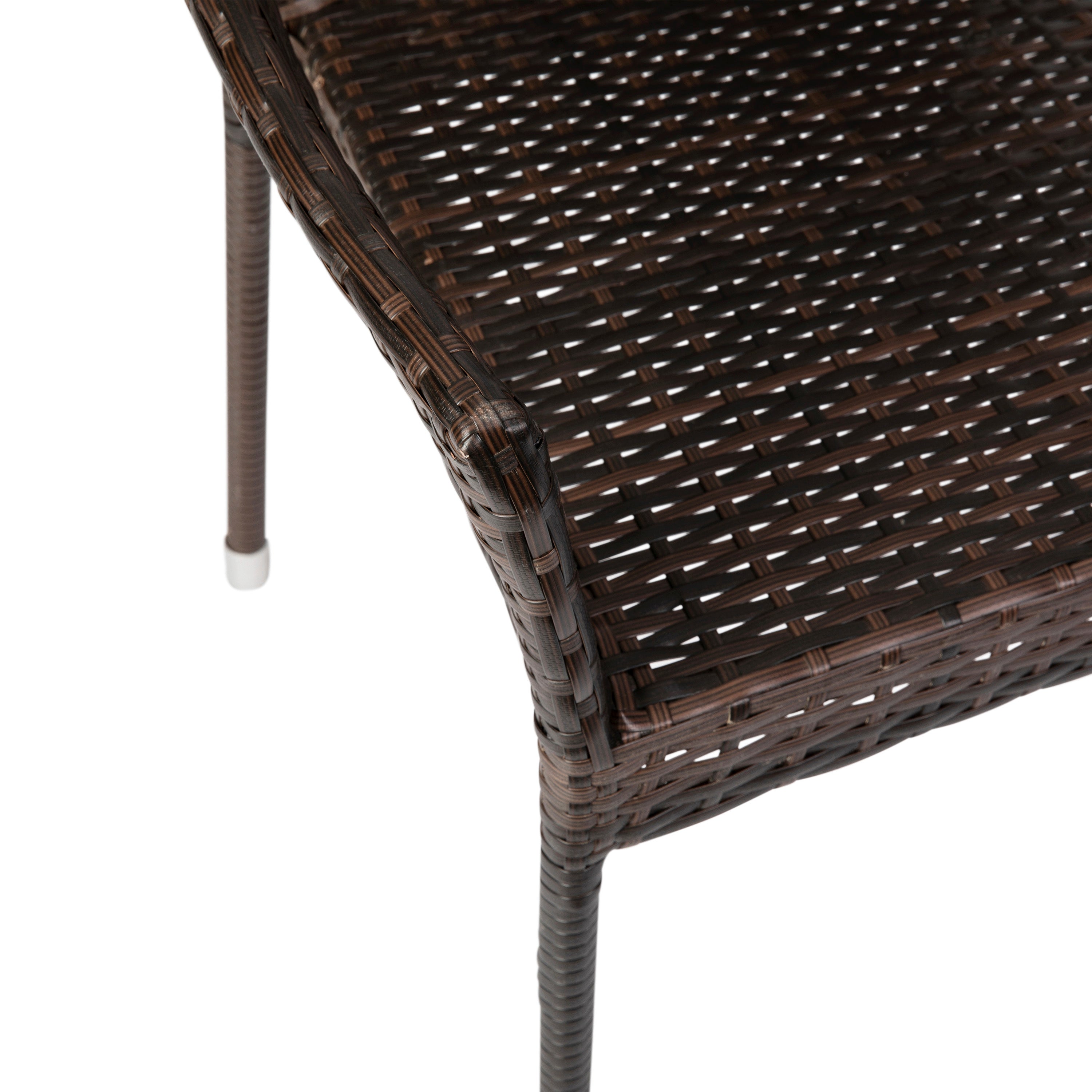 Ethan Commercial Grade Stacking Patio Chair, All Weather PE Rattan Wicker Patio Dining Chair in Espresso