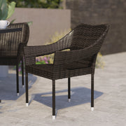 Ethan Commercial Grade Stacking Patio Chair, All Weather PE Rattan Wicker Patio Dining Chair in Espresso