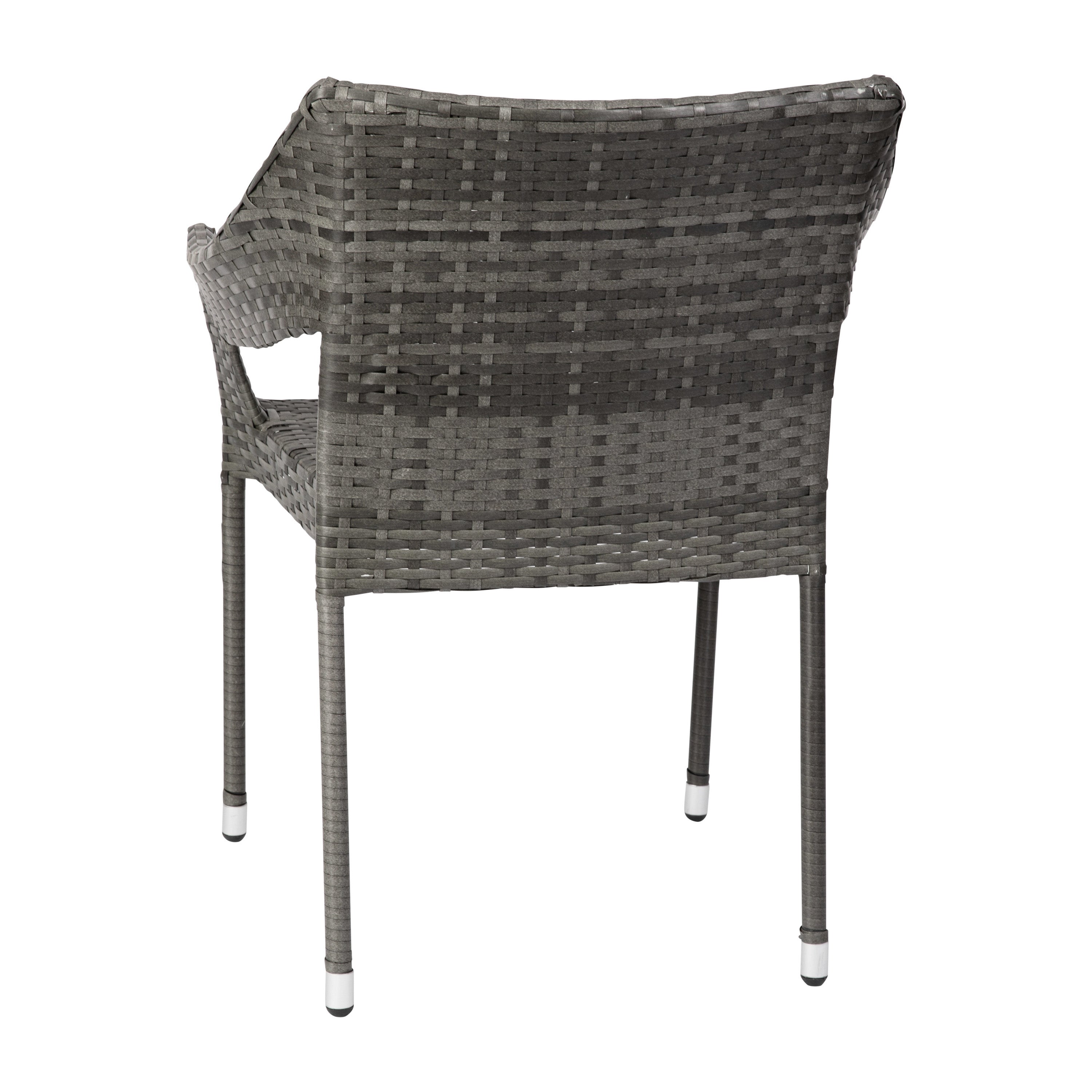 Ethan Commercial Grade Stacking Patio Chair, All Weather PE Rattan Wicker Patio Dining Chair in Gray