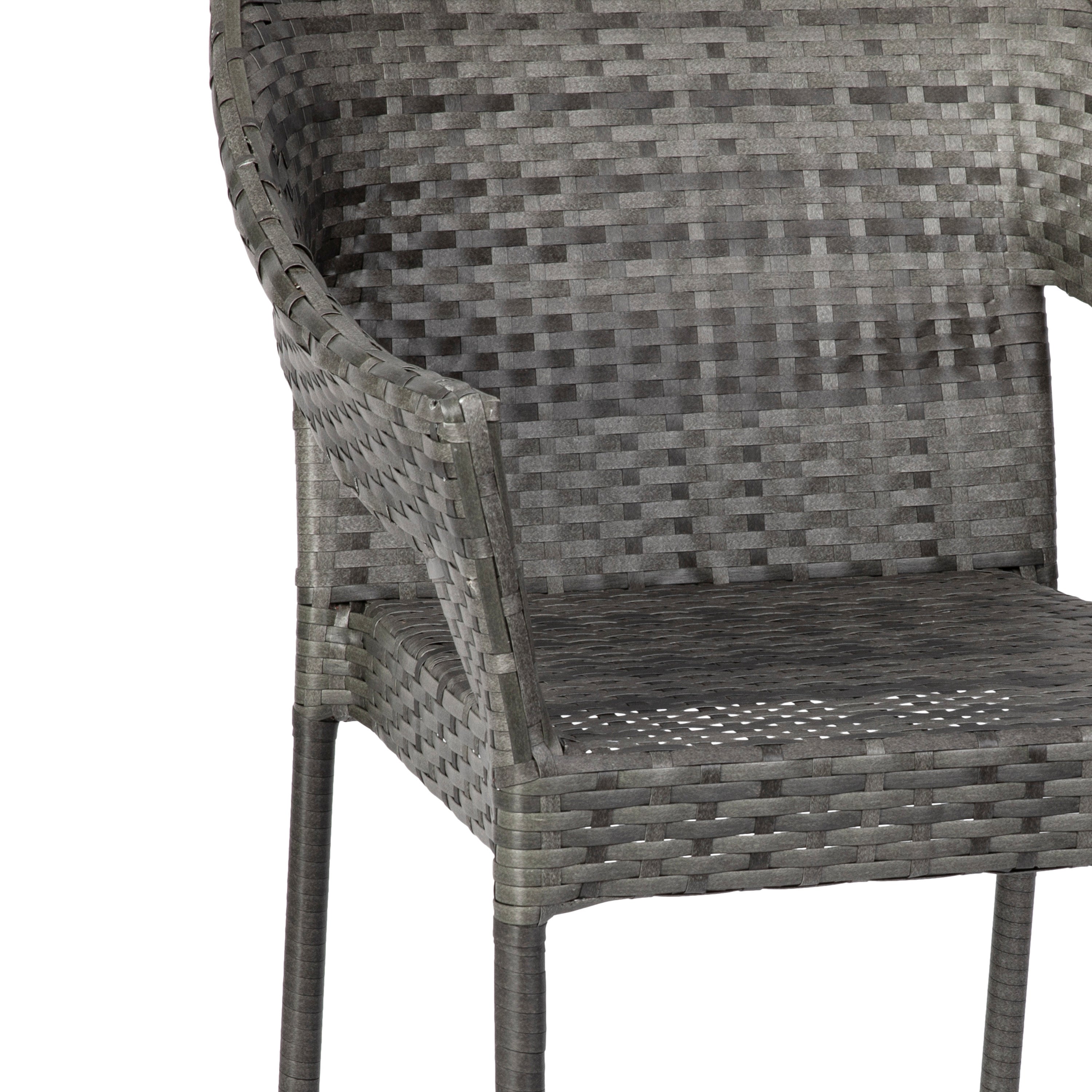 Ethan Commercial Grade Stacking Patio Chair, All Weather PE Rattan Wicker Patio Dining Chair in Gray