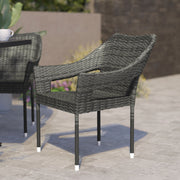 Ethan Commercial Grade Stacking Patio Chair, All Weather PE Rattan Wicker Patio Dining Chair in Gray