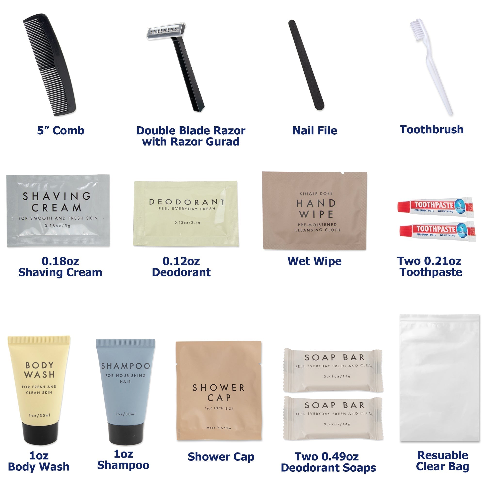 Women's 15-piece Toiletry Kit with Pouch - 25 in the Pack
