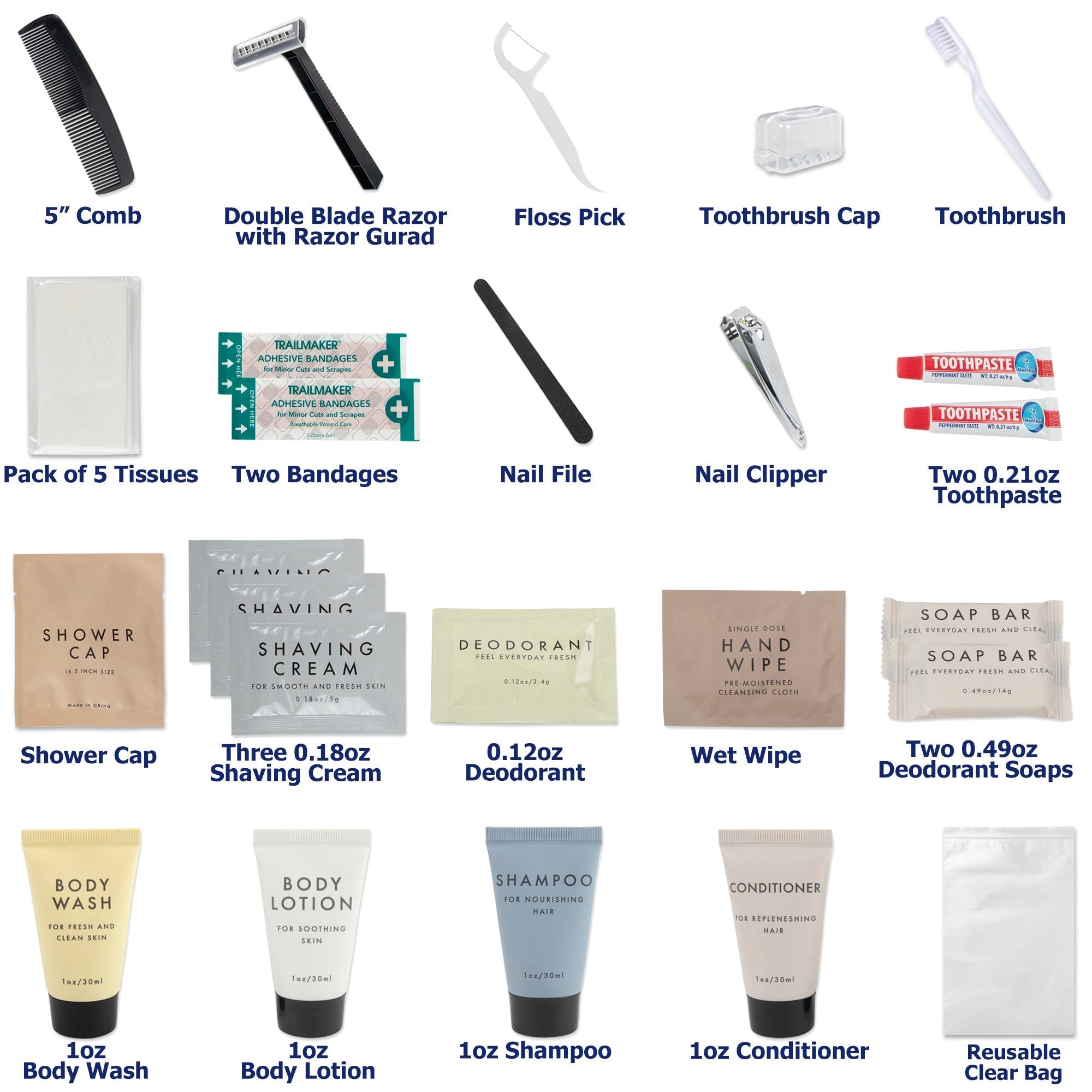 Premium 25 Piece Hygiene Kit - 50 in the Pack