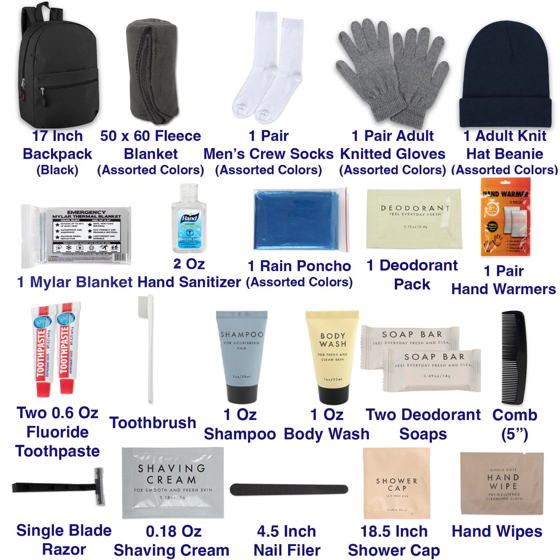 24pc Warm Homeless Care Hygiene Kit - 12 in the Pack