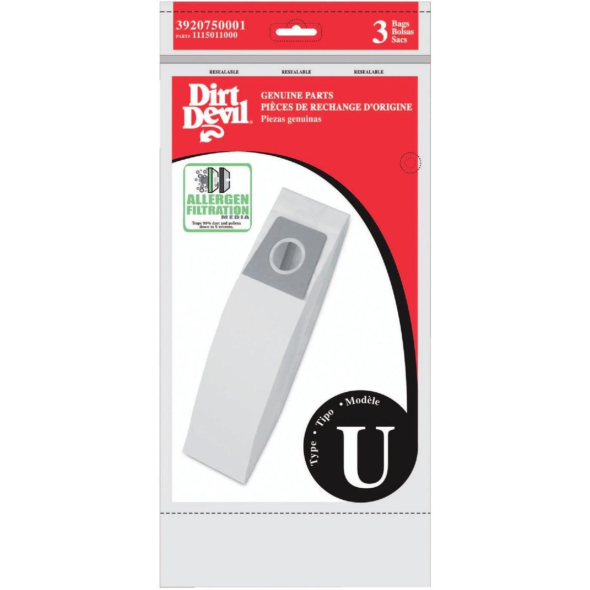 Dirt Devil Type U Allergen Filtration Vacuum Bag (3-Pack)