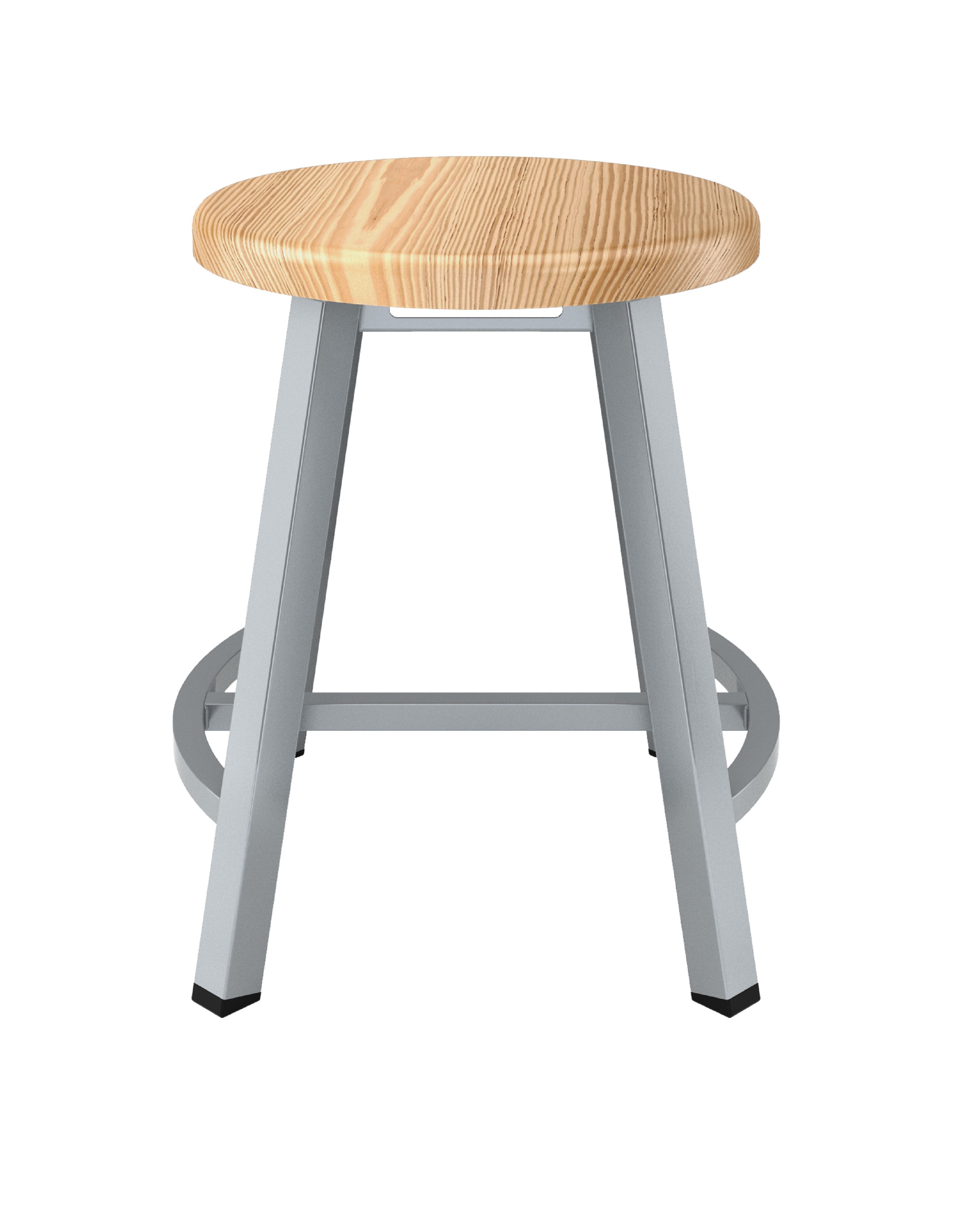 NPS® 18" Titan Stool, Butcherblock Seat, Surface Color: Maple, Frame Color: Grey