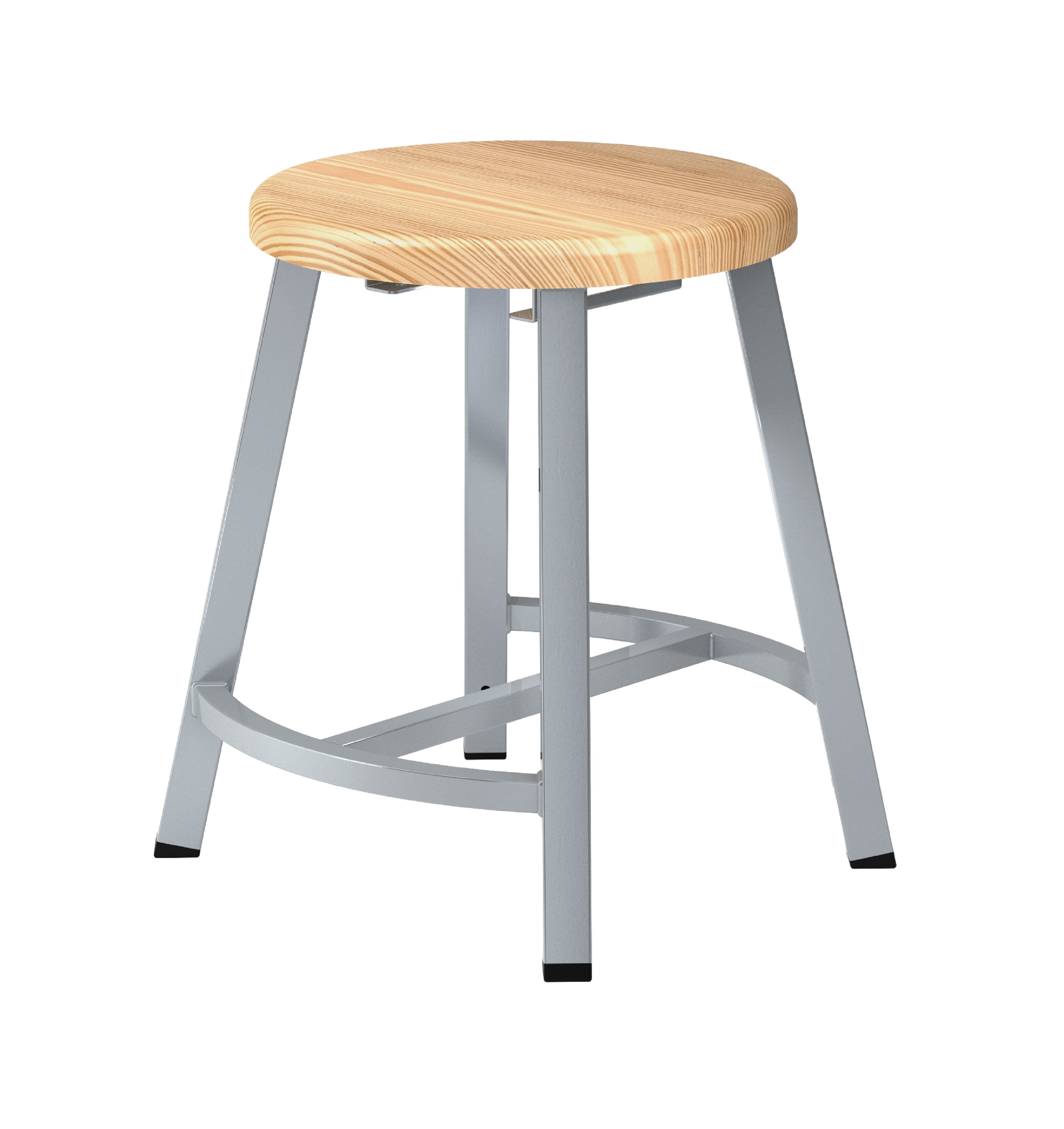 NPS® 18" Titan Stool, Butcherblock Seat, Surface Color: Maple, Frame Color: Grey