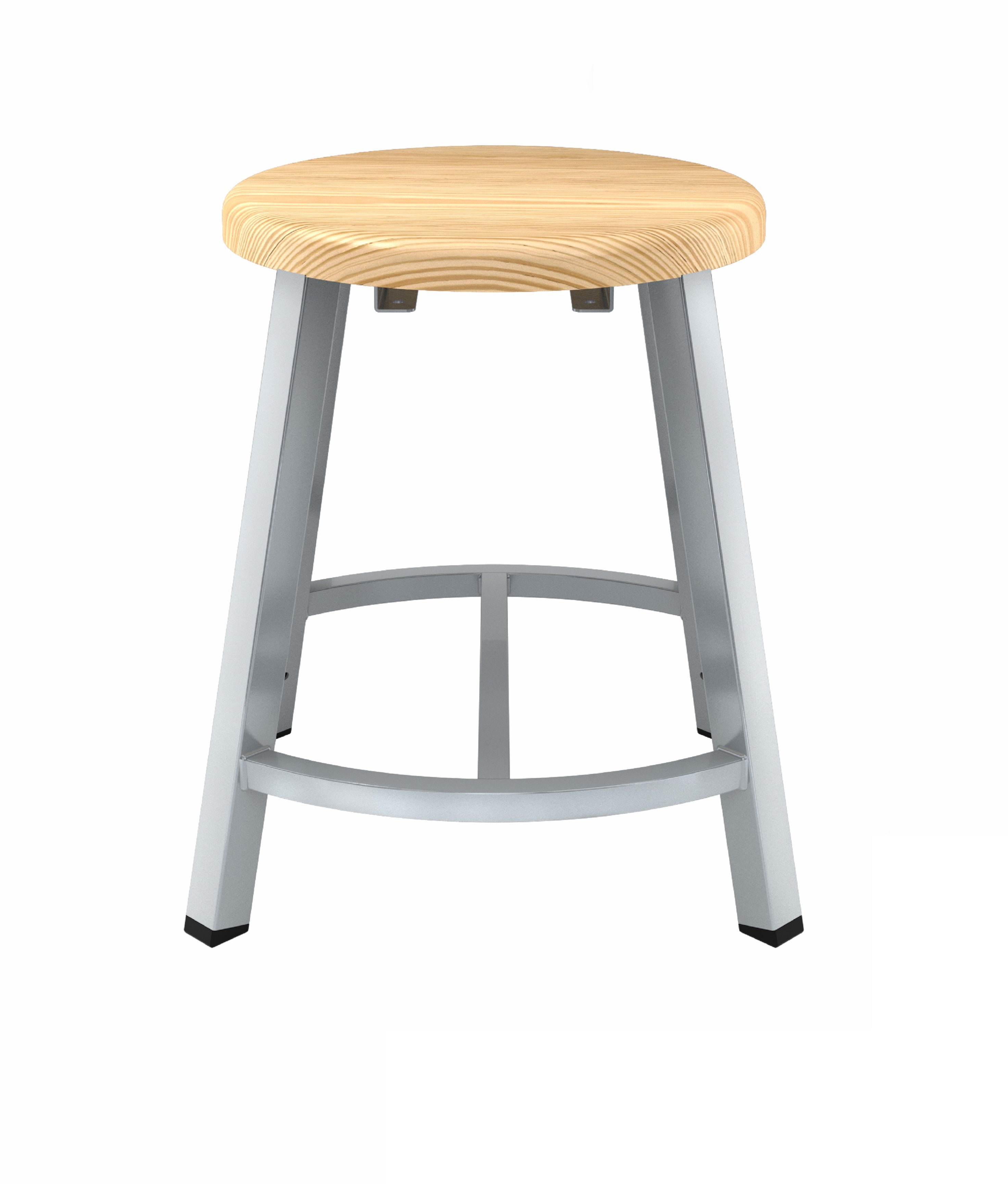 NPS® 18" Titan Stool, Butcherblock Seat, Surface Color: Maple, Frame Color: Grey