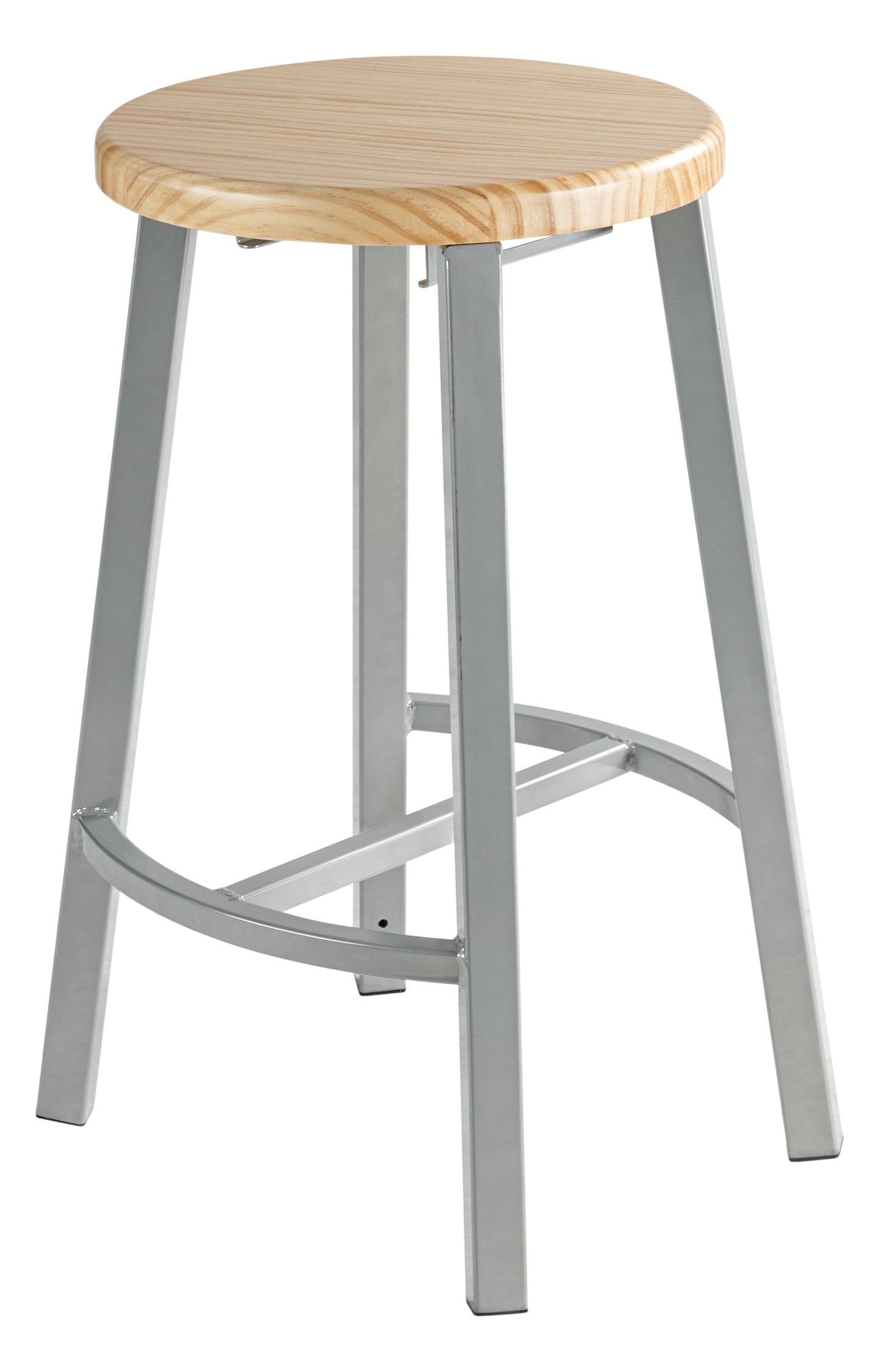 NPS® 24" Titan Stool, Butcherblock Seat, Surface Color: Maple, Frame Color: Grey
