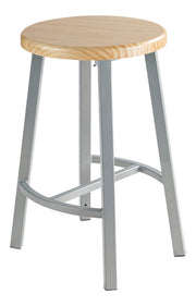 NPS® 24" Titan Stool, Butcherblock Seat, Surface Color: Maple, Frame Color: Grey