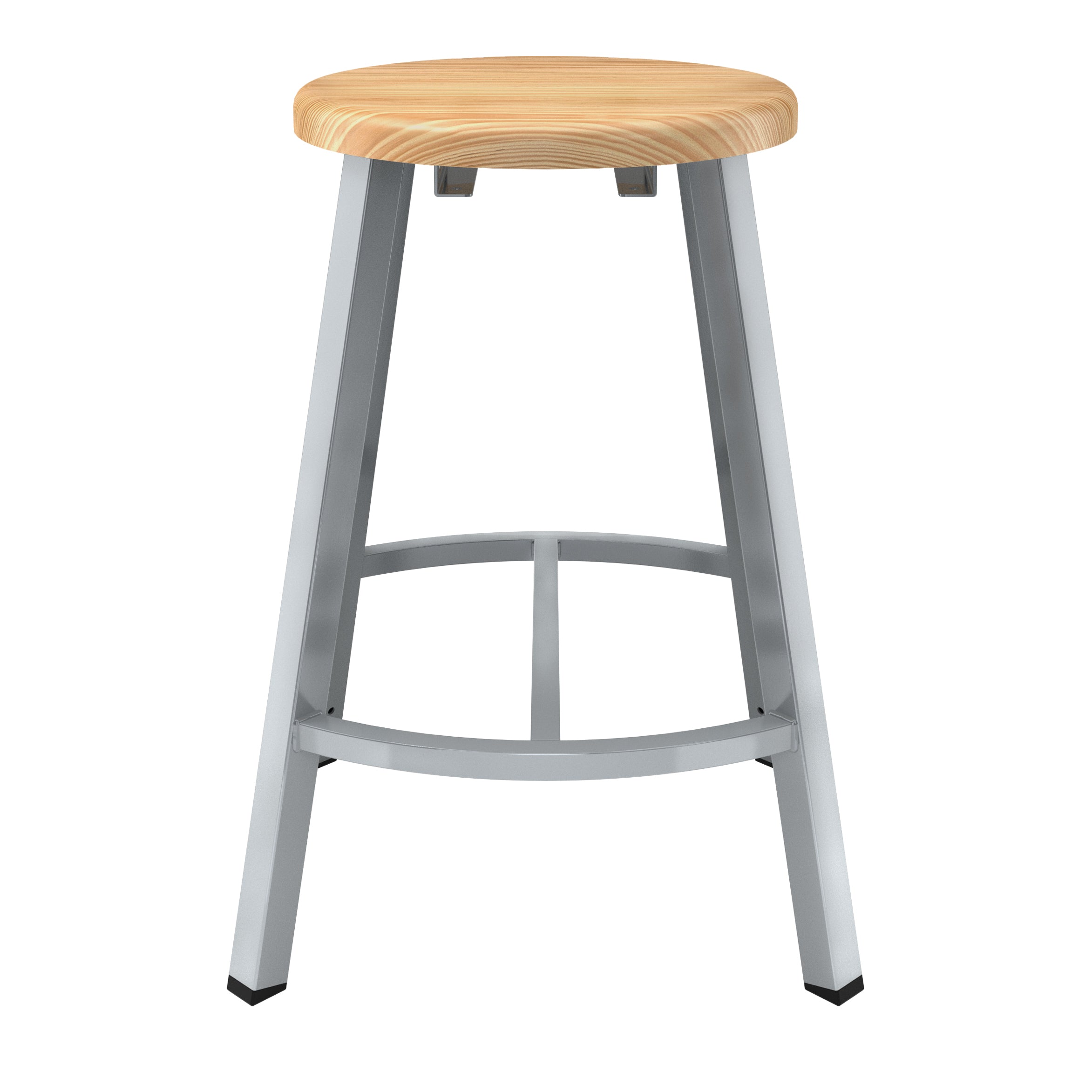 NPS® 24" Titan Stool, Butcherblock Seat, Surface Color: Maple, Frame Color: Grey