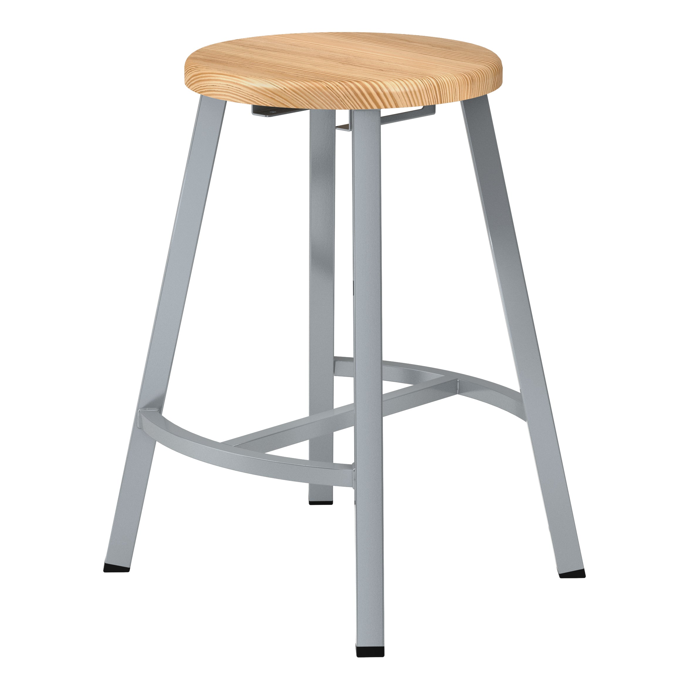NPS® 24" Titan Stool, Butcherblock Seat, Surface Color: Maple, Frame Color: Grey