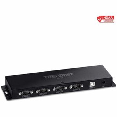 TRENDnet TU-S4  4-Port USB to Serial RS232 Hub  Black