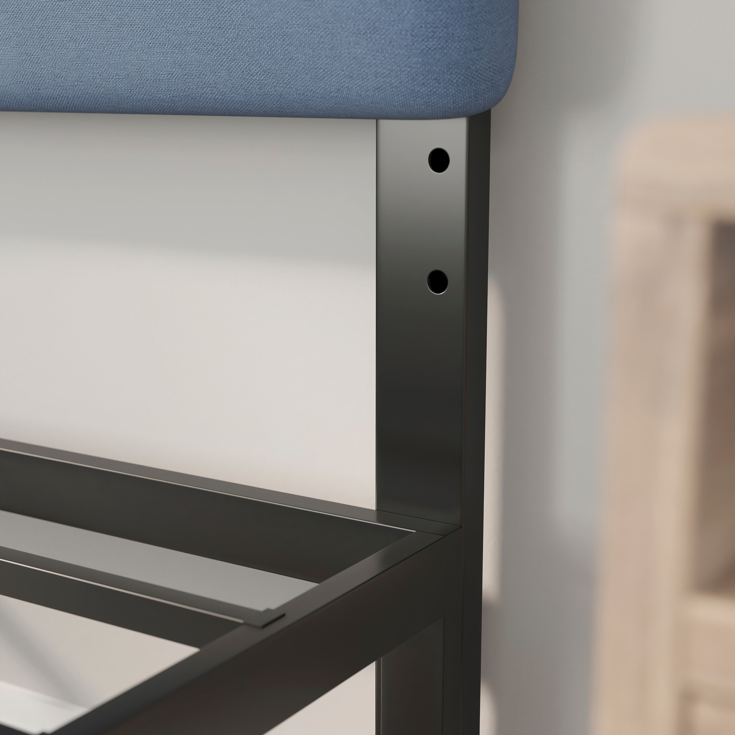 Paxton Full Channel Stitched Fabric Upholstered Headboard, Adjustable Height from 44.5" to 57.25" - Blue