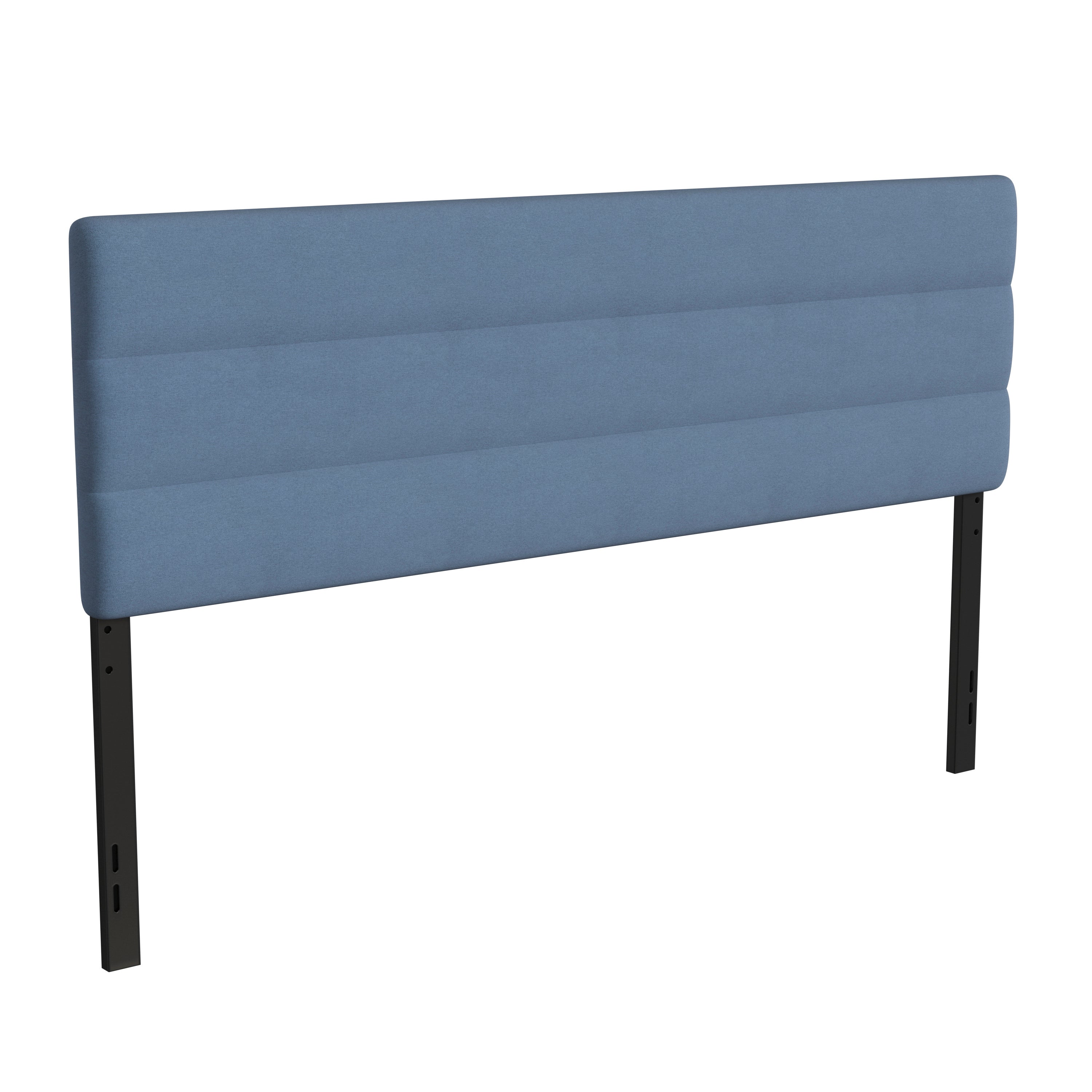 Paxton King Channel Stitched Fabric Upholstered Headboard, Adjustable Height from 44.5" to 57.25" - Blue