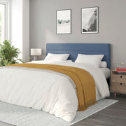 Paxton King Channel Stitched Fabric Upholstered Headboard, Adjustable Height from 44.5" to 57.25" - Blue