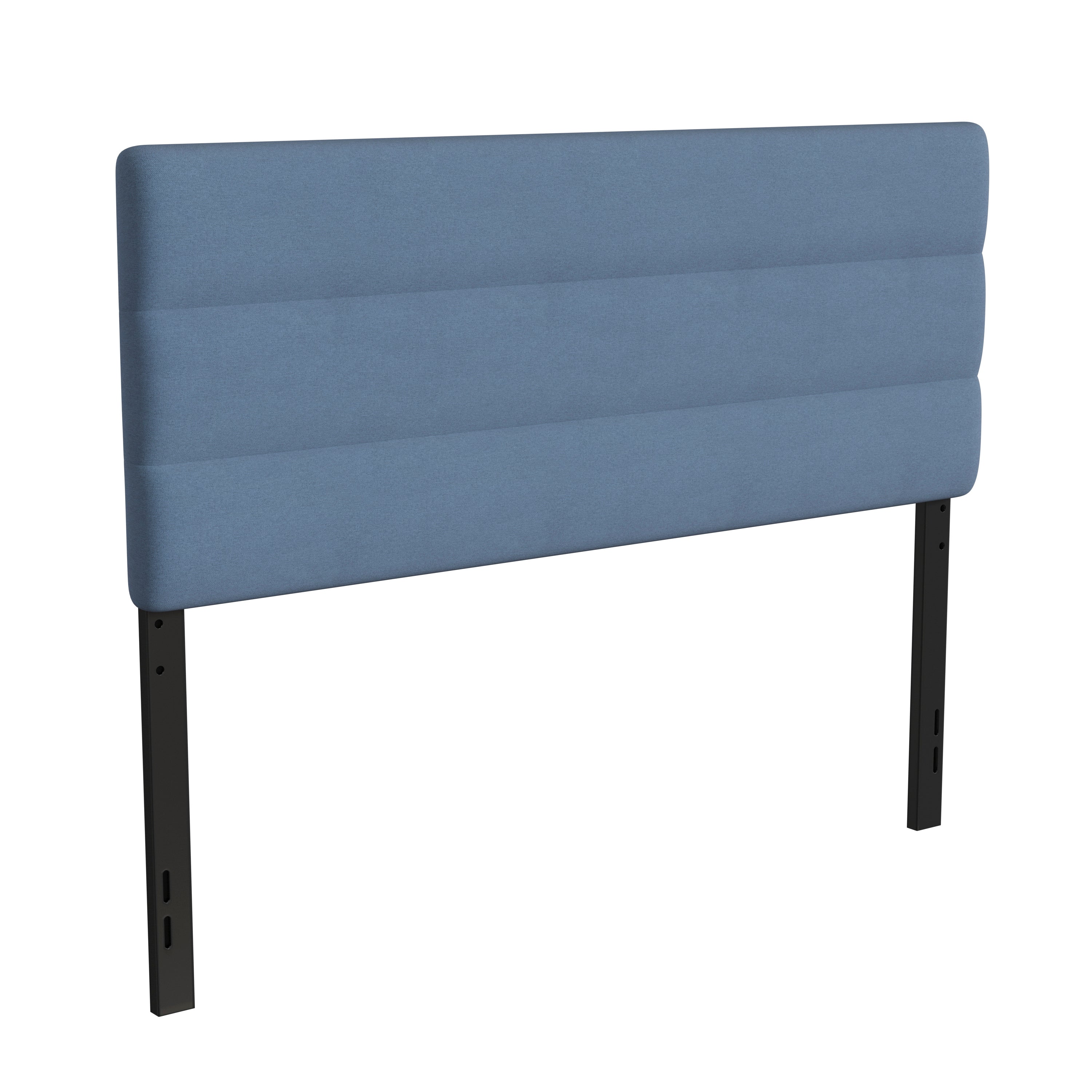 Paxton Queen Channel Stitched Fabric Upholstered Headboard, Adjustable Height from 44.5" to 57.25" - Blue