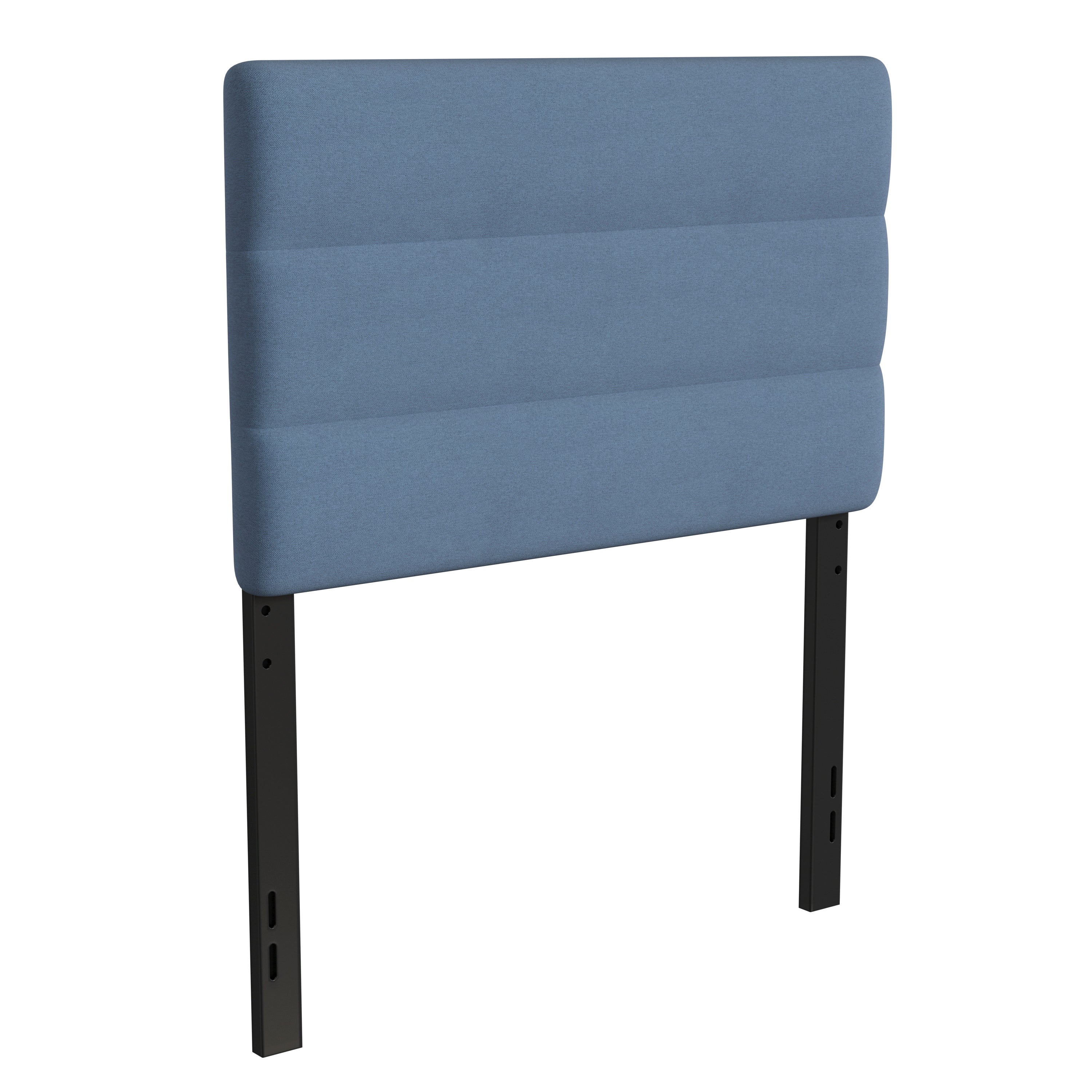 Paxton Twin Channel Stitched Fabric Upholstered Headboard, Adjustable Height from 44.5" to 57.25" - Blue