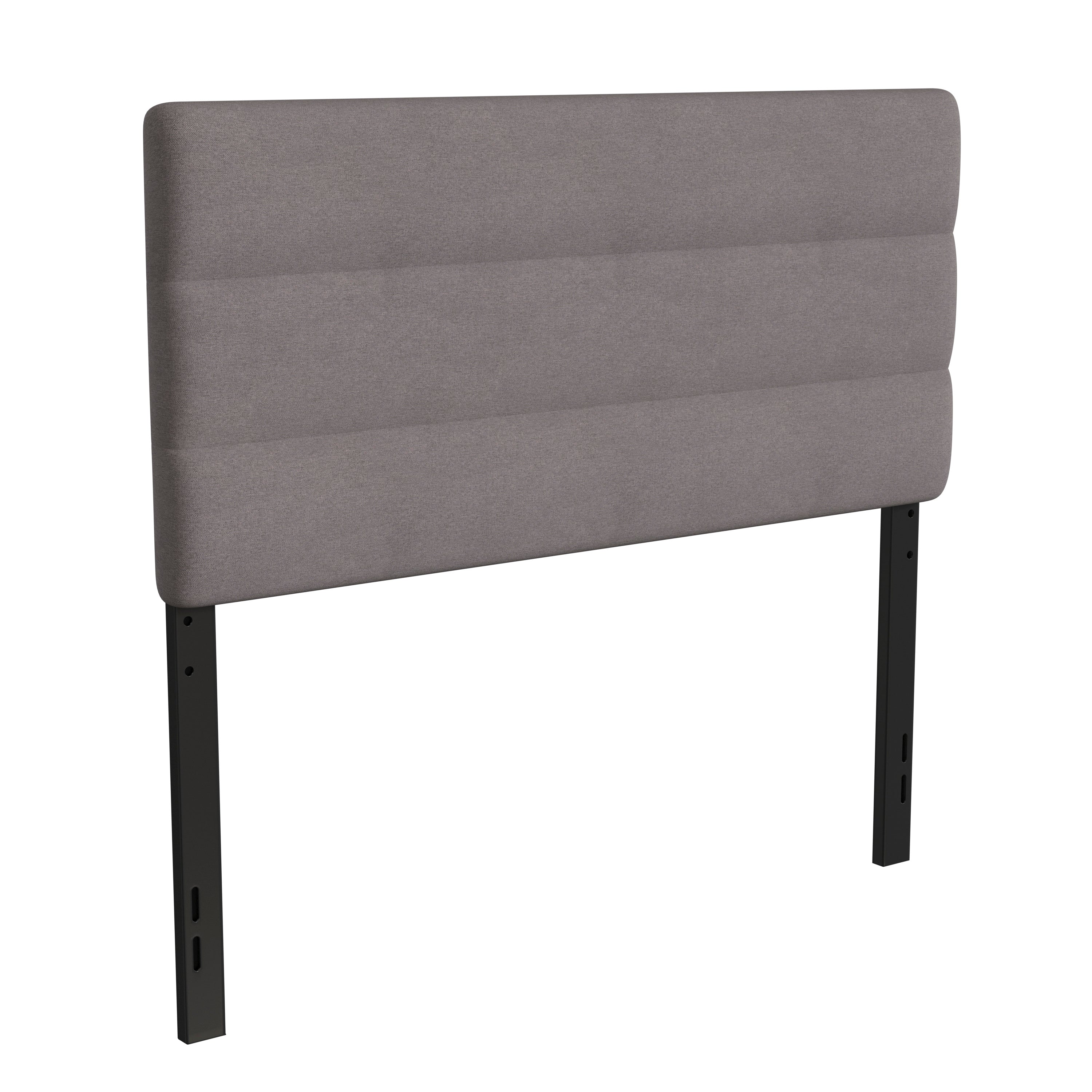 Paxton Full Channel Stitched Fabric Upholstered Headboard, Adjustable Height from 44.5" to 57.25" - Gray
