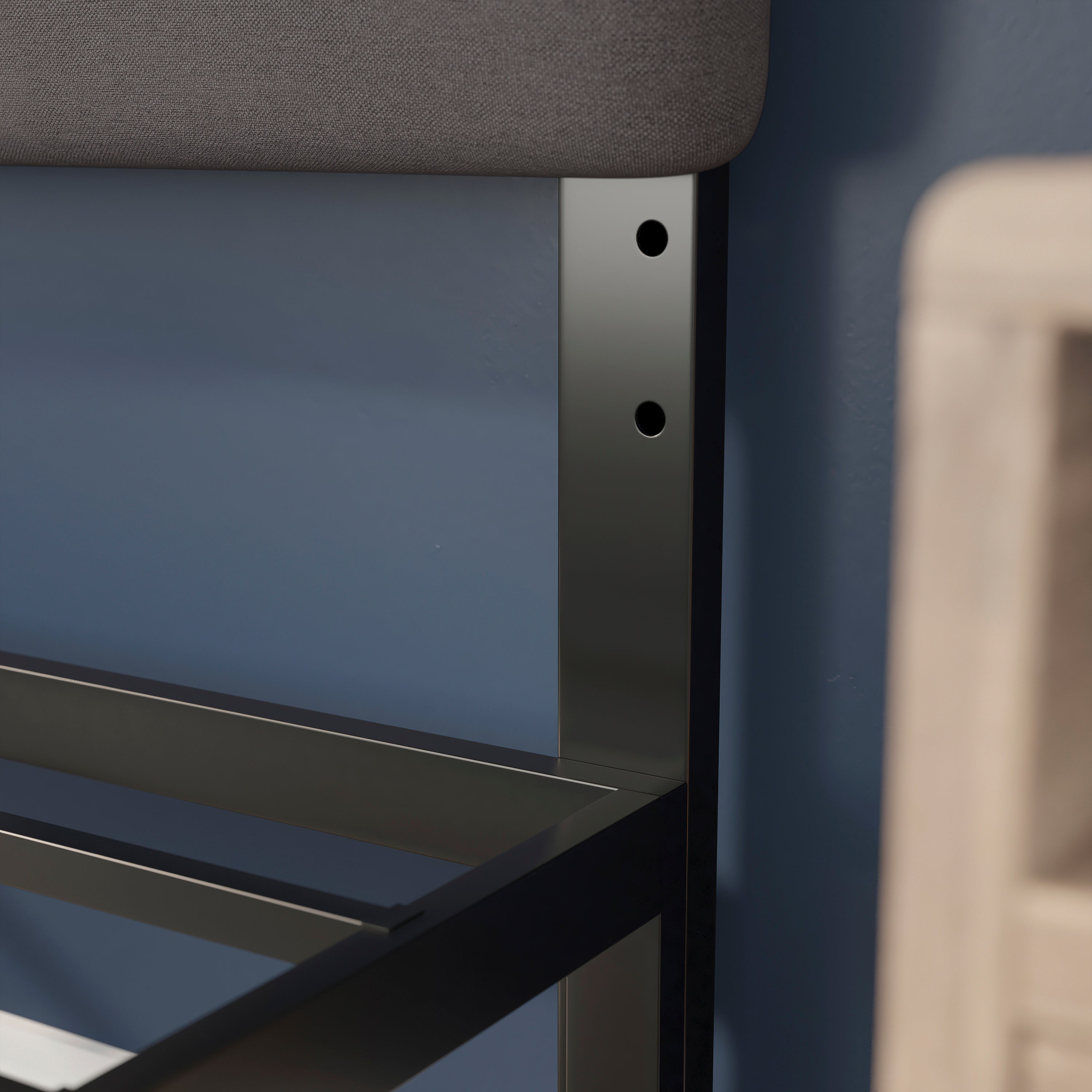 Paxton Full Channel Stitched Fabric Upholstered Headboard, Adjustable Height from 44.5" to 57.25" - Gray