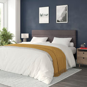 Paxton King Channel Stitched Fabric Upholstered Headboard, Adjustable Height from 44.5" to 57.25" - Gray