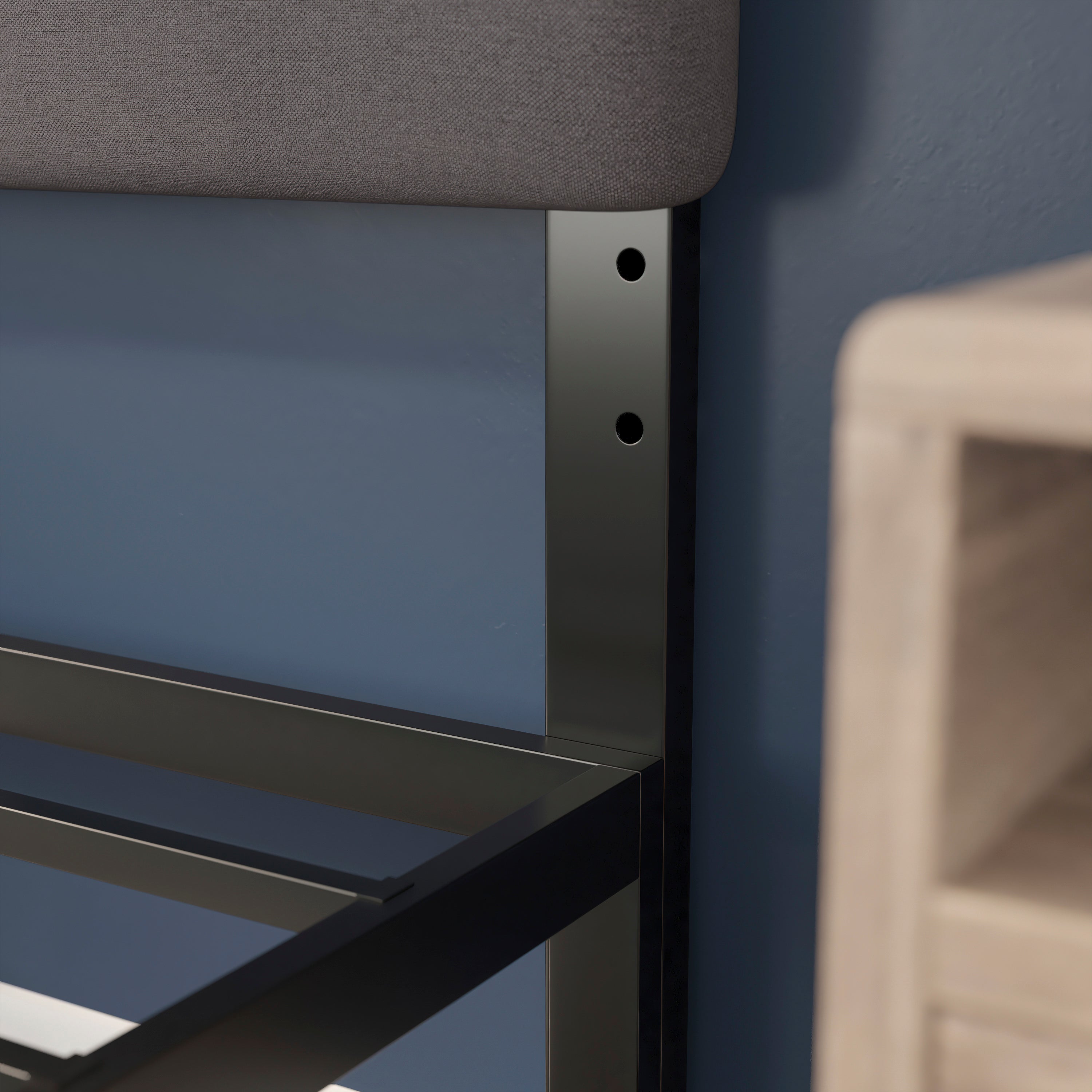 Paxton Queen Channel Stitched Fabric Upholstered Headboard, Adjustable Height from 44.5" to 57.25" - Gray