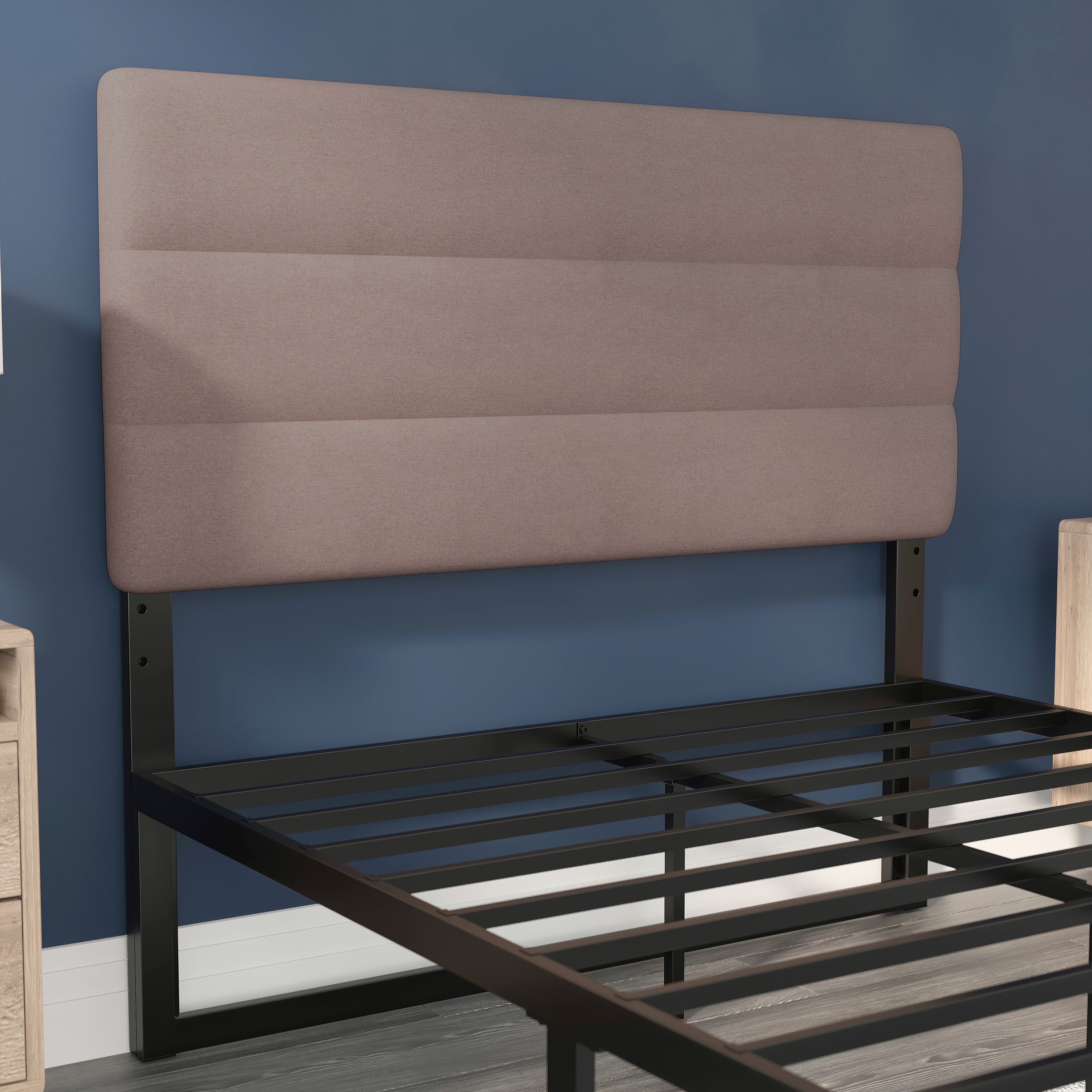 Paxton Full Channel Stitched Fabric Upholstered Headboard, Adjustable Height from 44.5" to 57.25" - Taupe