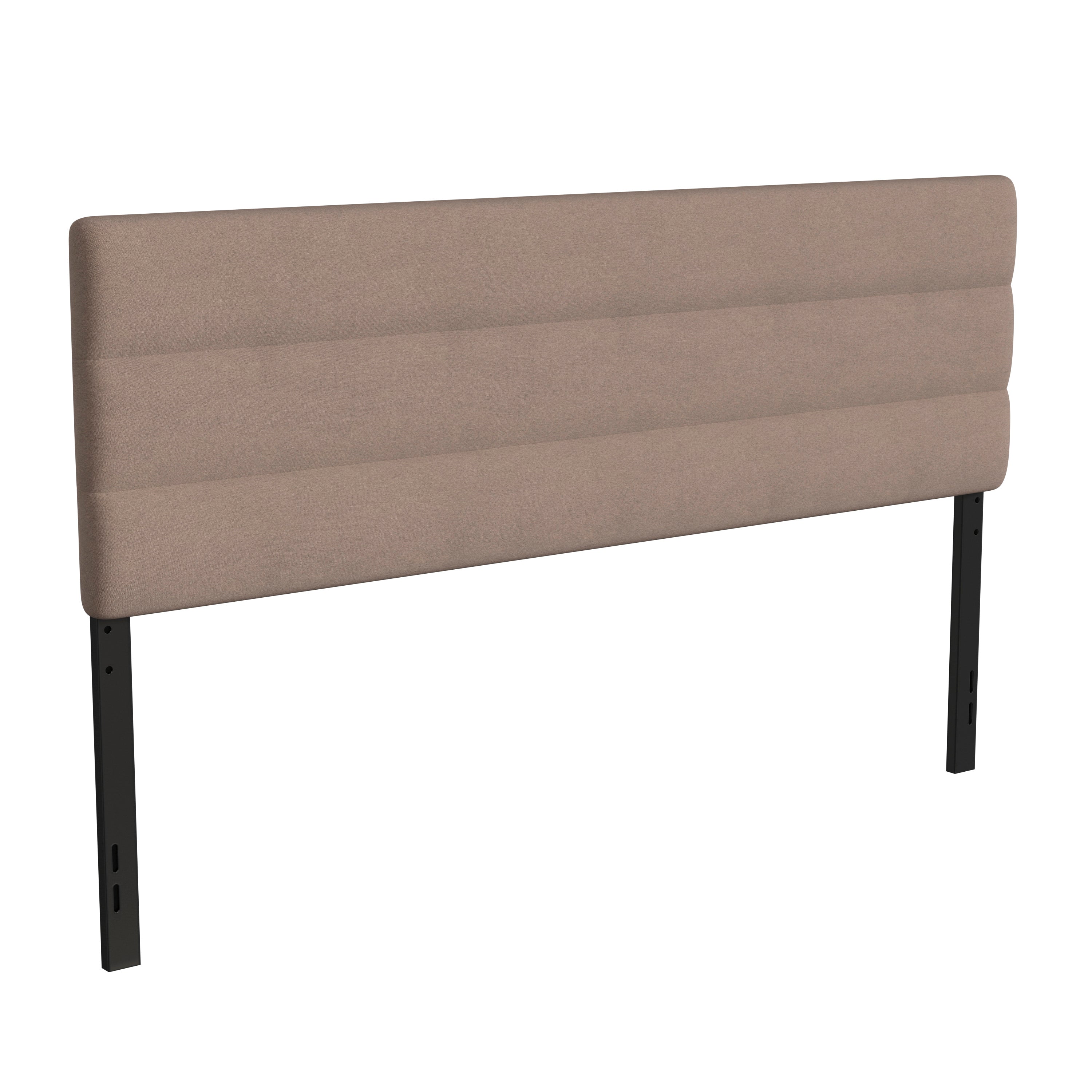 Paxton King Channel Stitched Fabric Upholstered Headboard, Adjustable Height from 44.5" to 57.25" - Taupe