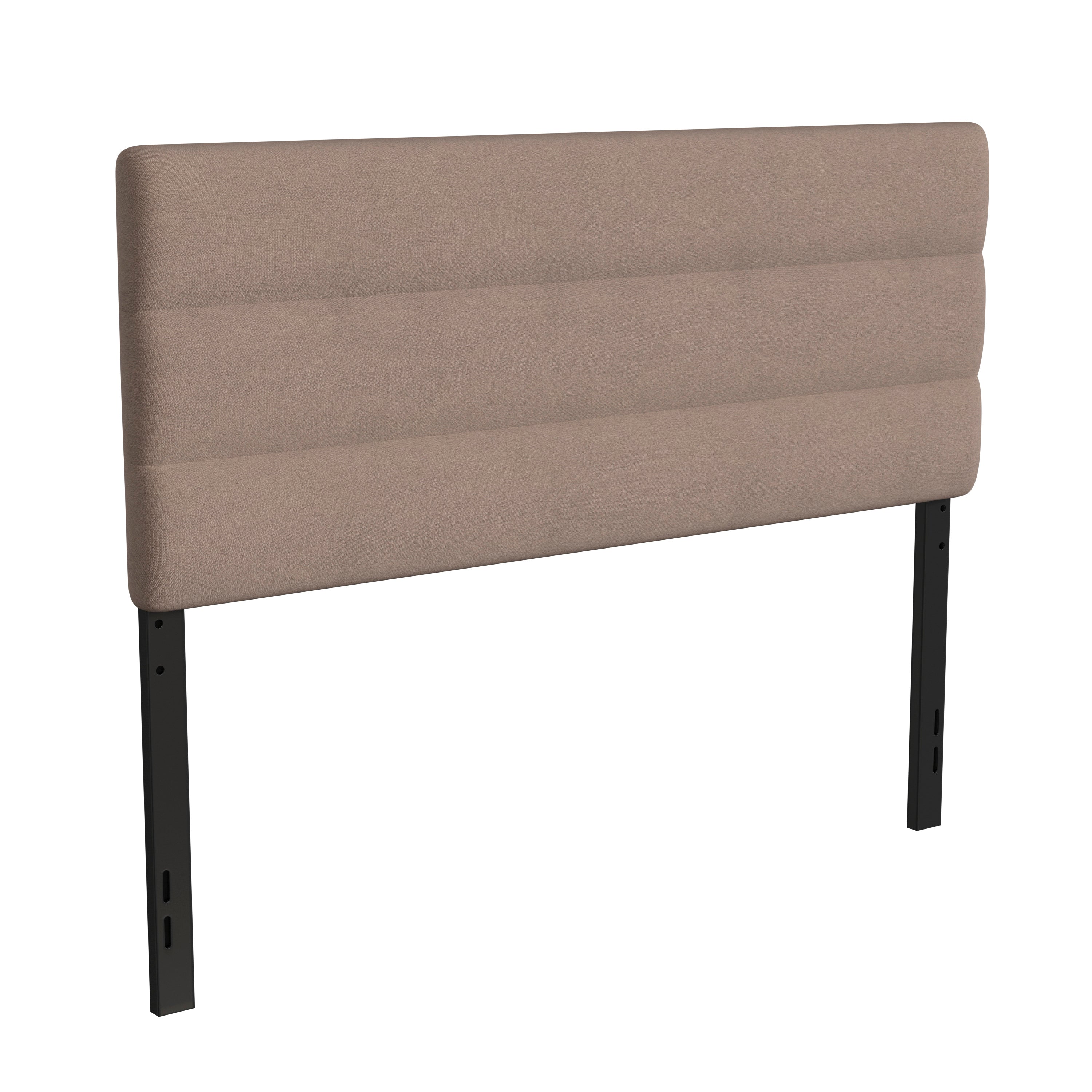 Paxton Queen Channel Stitched Fabric Upholstered Headboard, Adjustable Height from 44.5" to 57.25" - Taupe