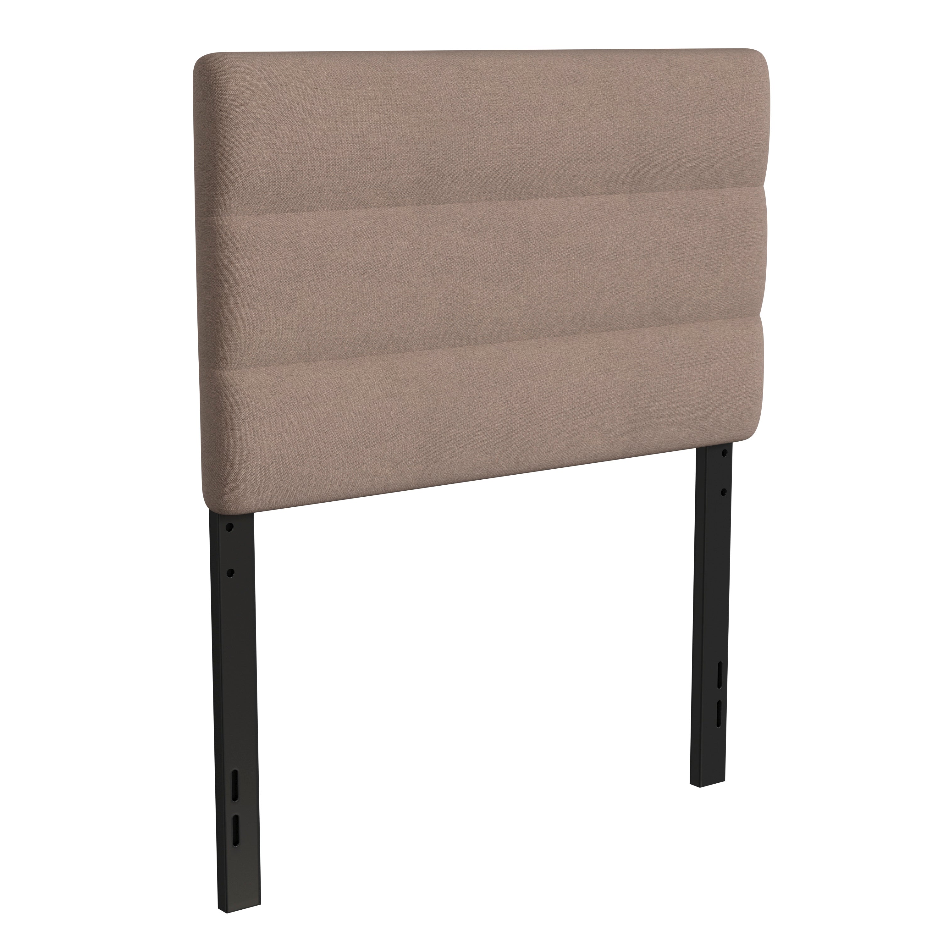 Paxton Twin Channel Stitched Fabric Upholstered Headboard, Adjustable Height from 44.5" to 57.25" - Taupe