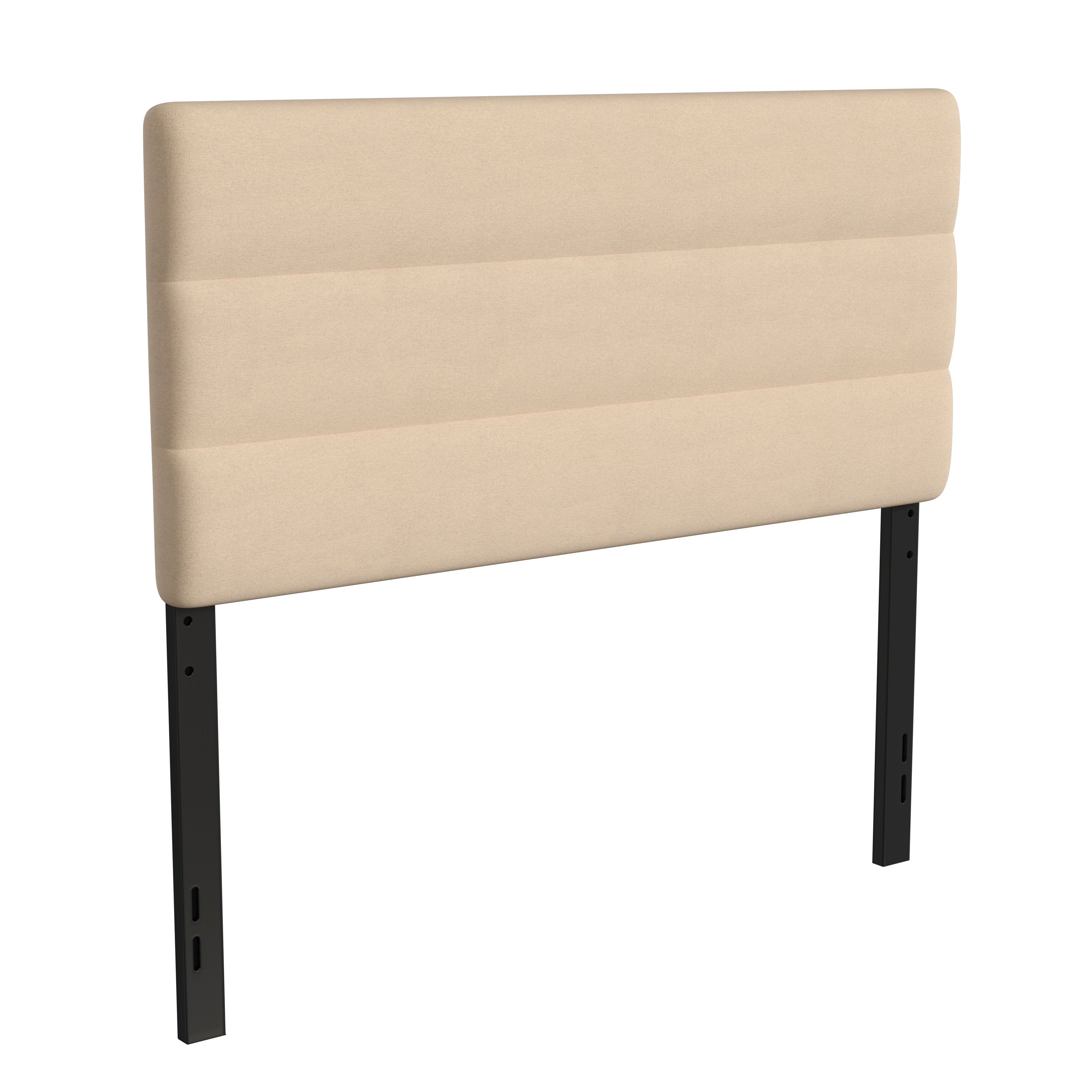 Paxton Full Channel Stitched Fabric Upholstered Headboard, Adjustable Height from 44.5" to 57.25" - Cream