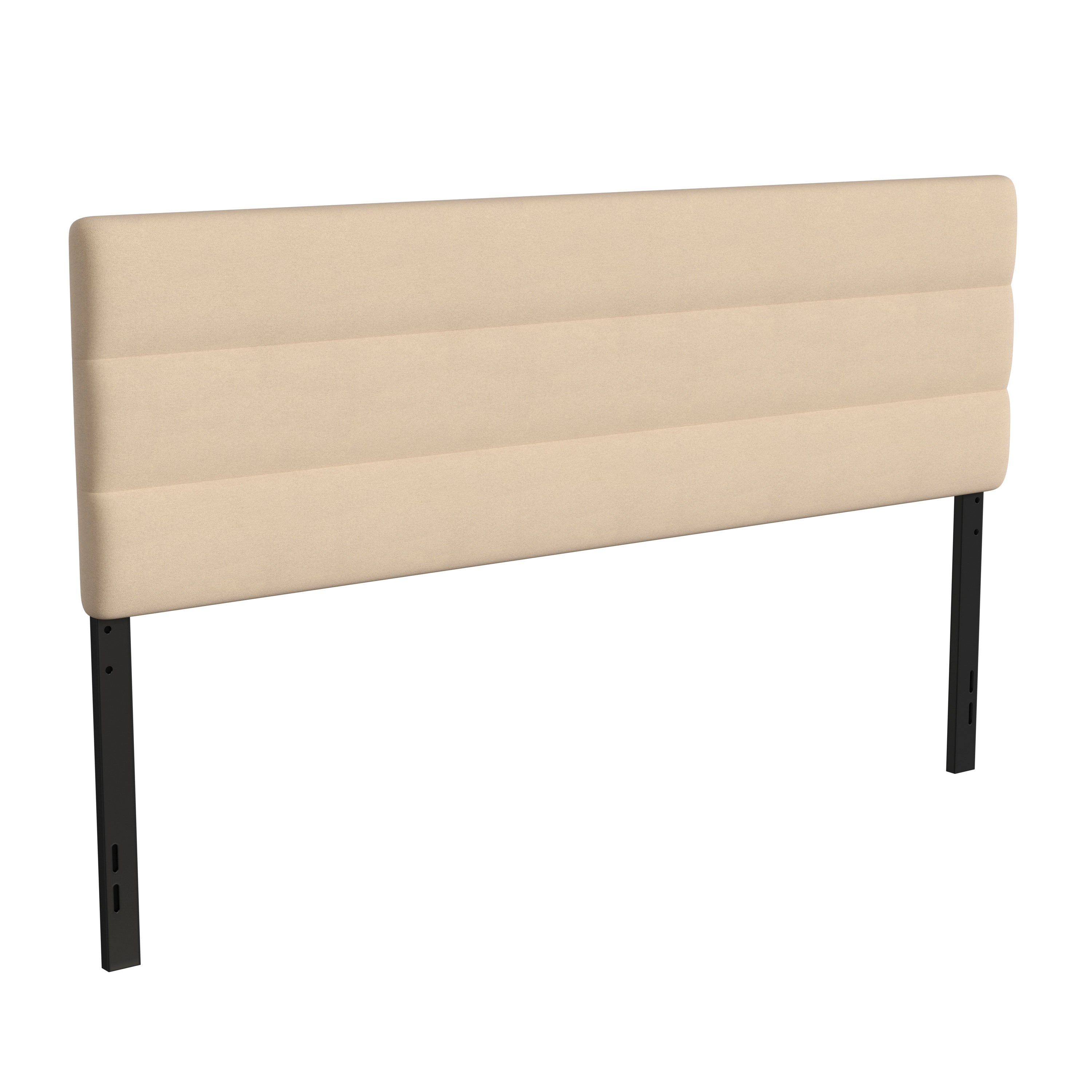 Paxton King Channel Stitched Fabric Upholstered Headboard, Adjustable Height from 44.5" to 57.25" - Cream