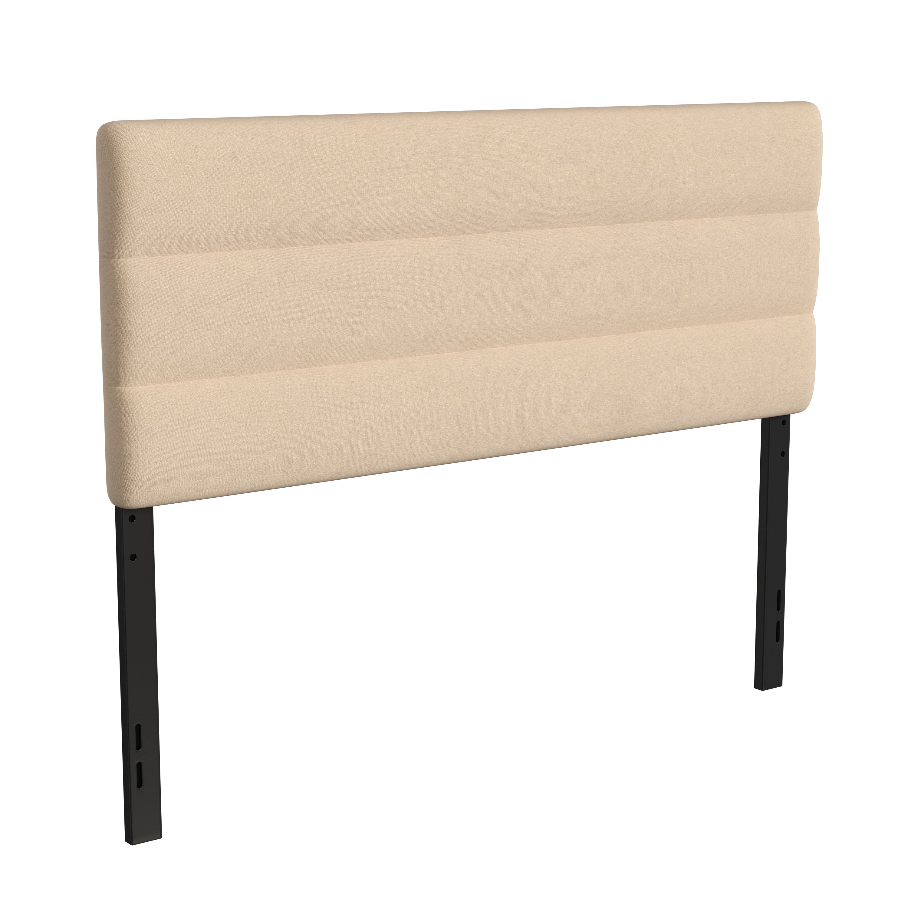 Paxton Queen Channel Stitched Fabric Upholstered Headboard, Adjustable Height from 44.5" to 57.25" - Cream